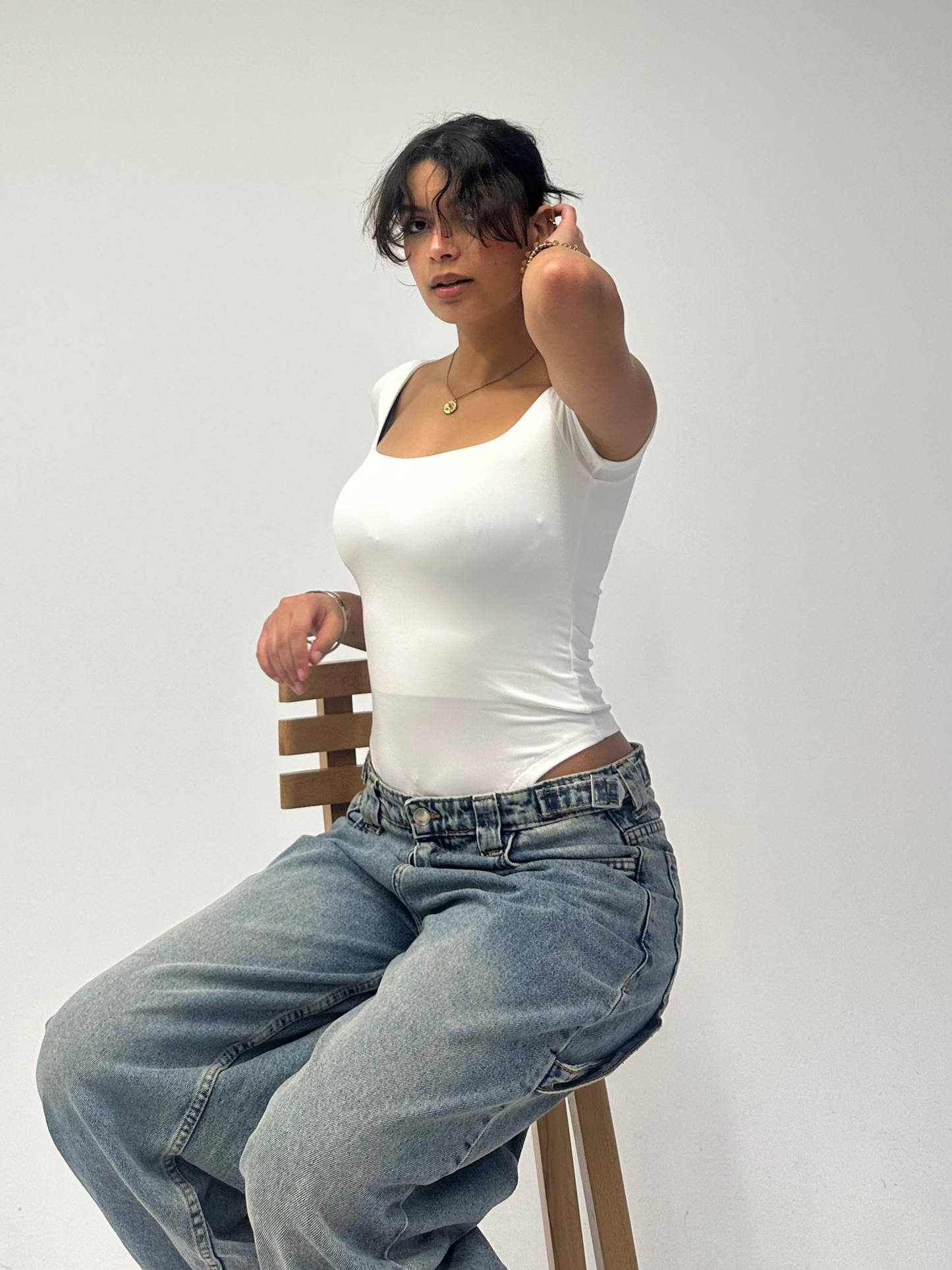 White Half Sleeve Body Suit