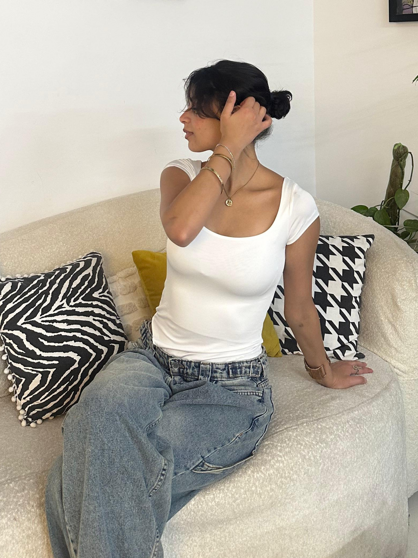 White Half Sleeve Body Suit