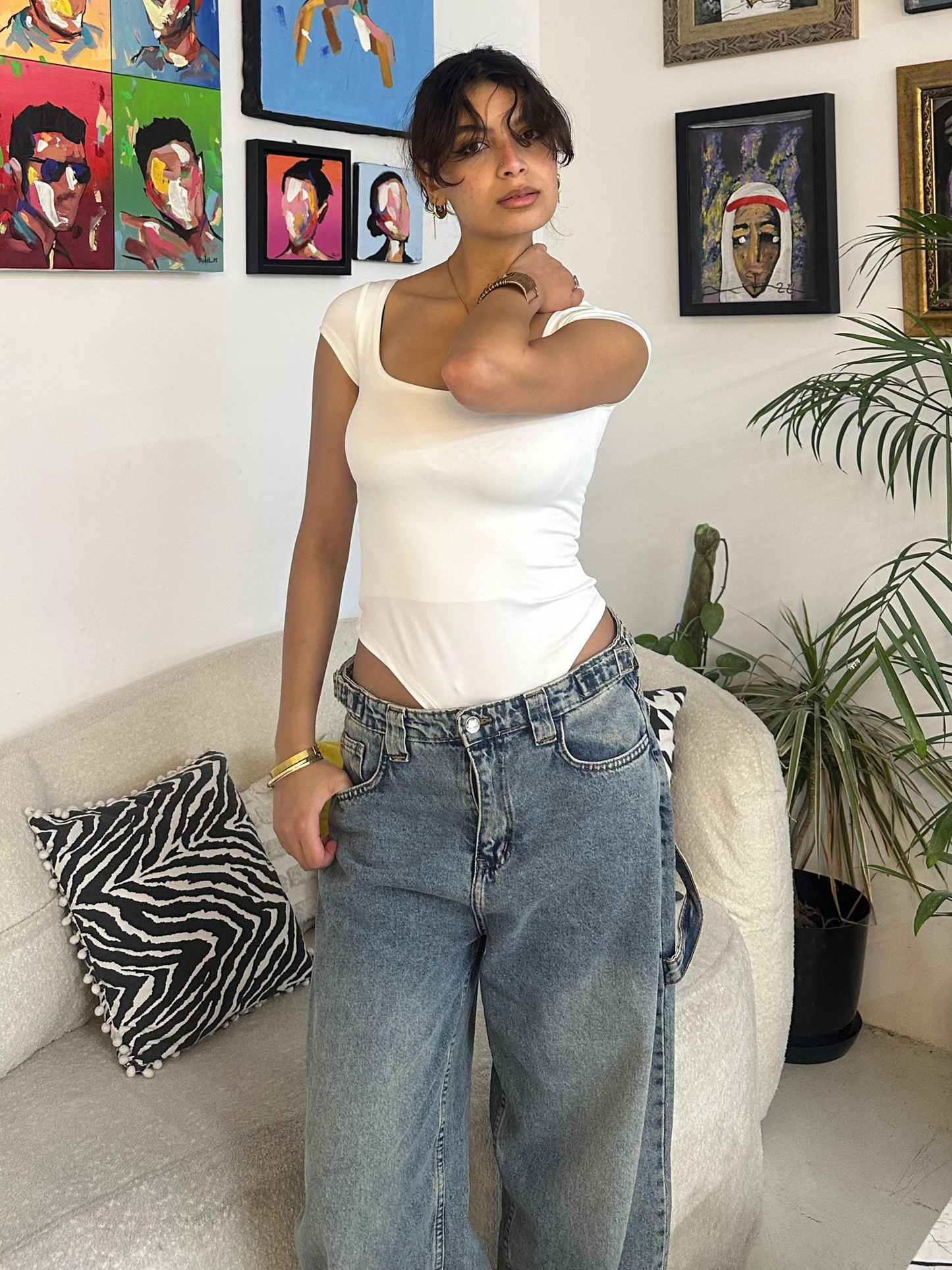 White Half Sleeve Body Suit