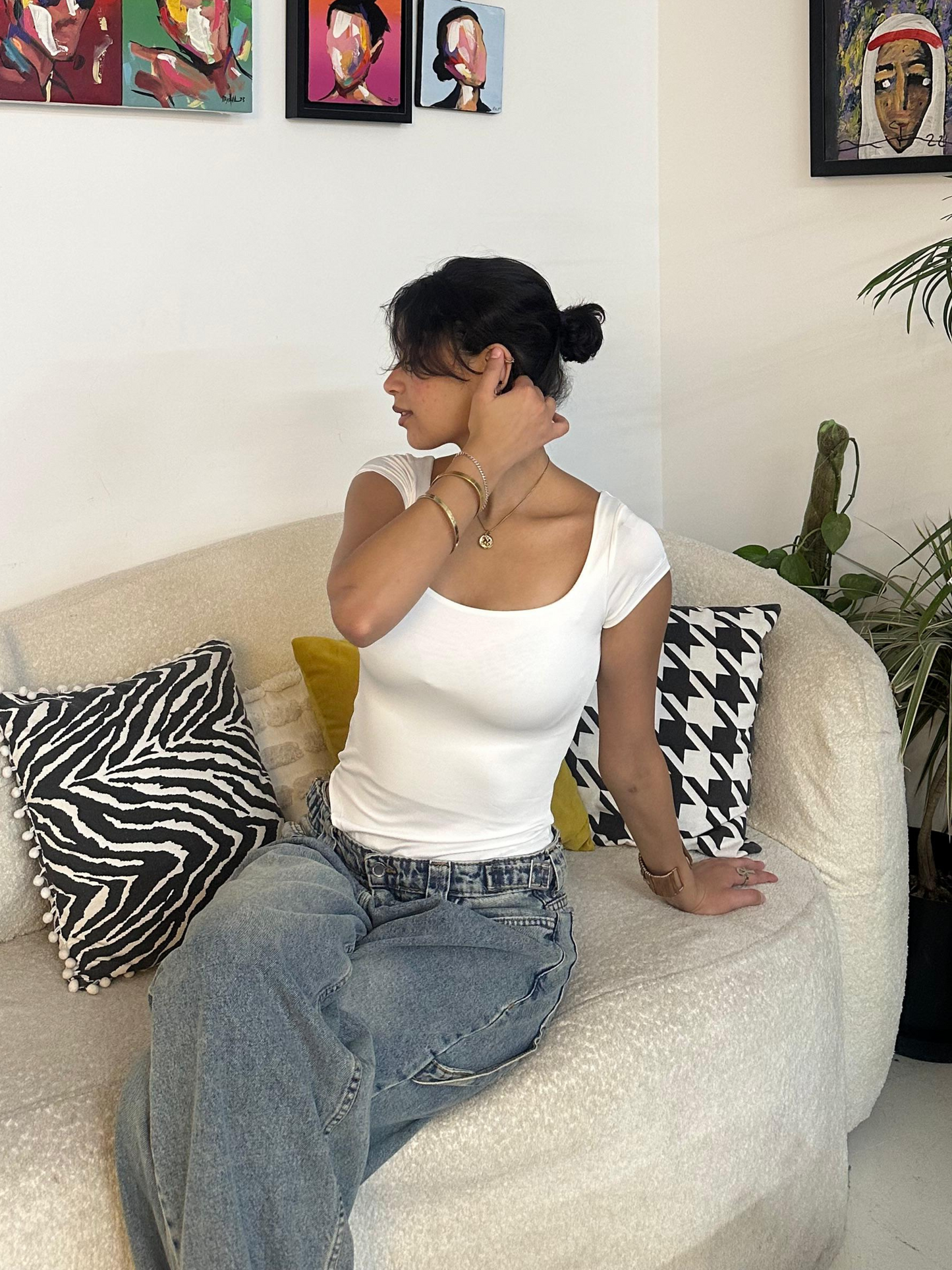 White Half Sleeve Body Suit