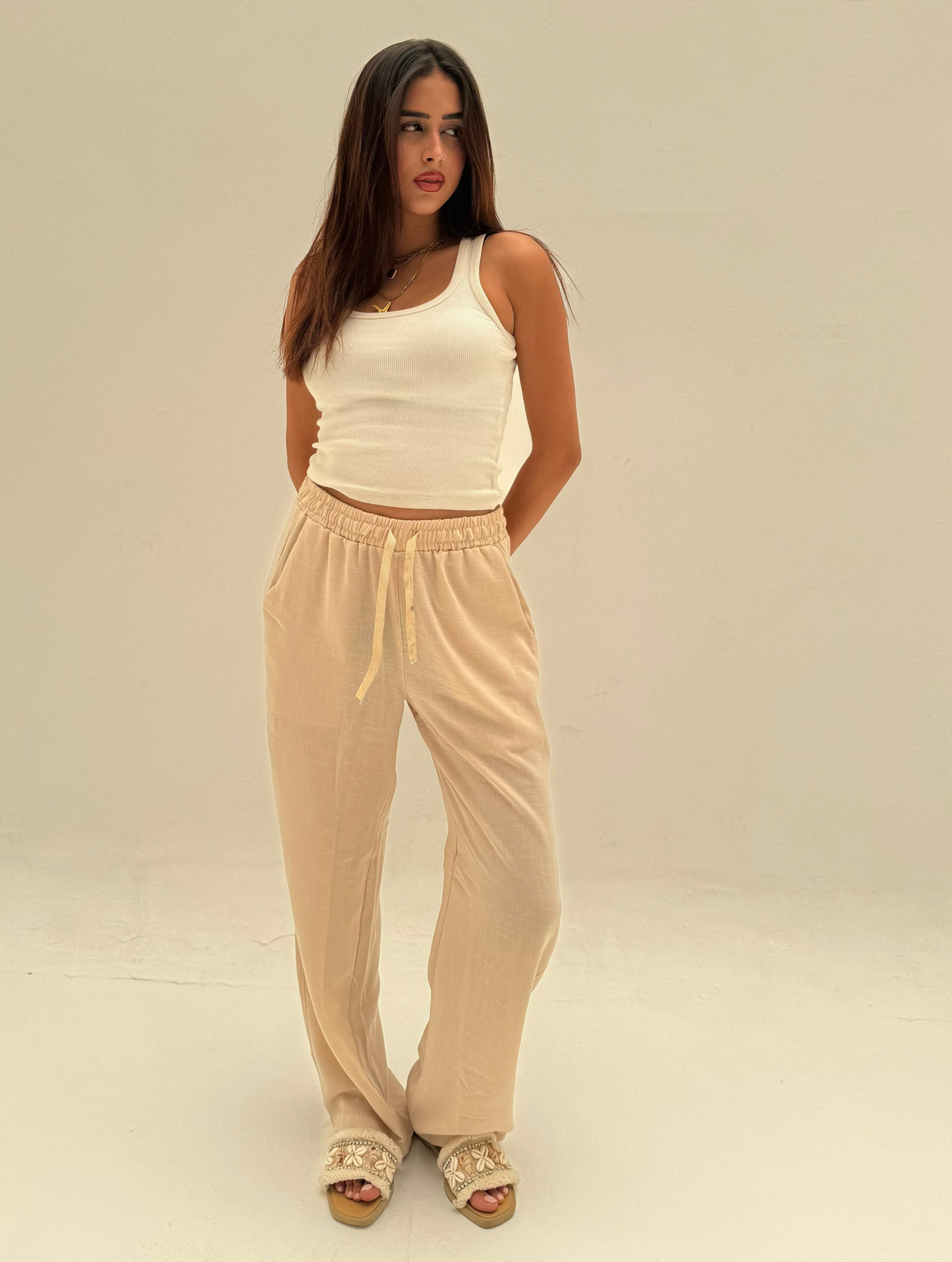 Beige Coastal Pants