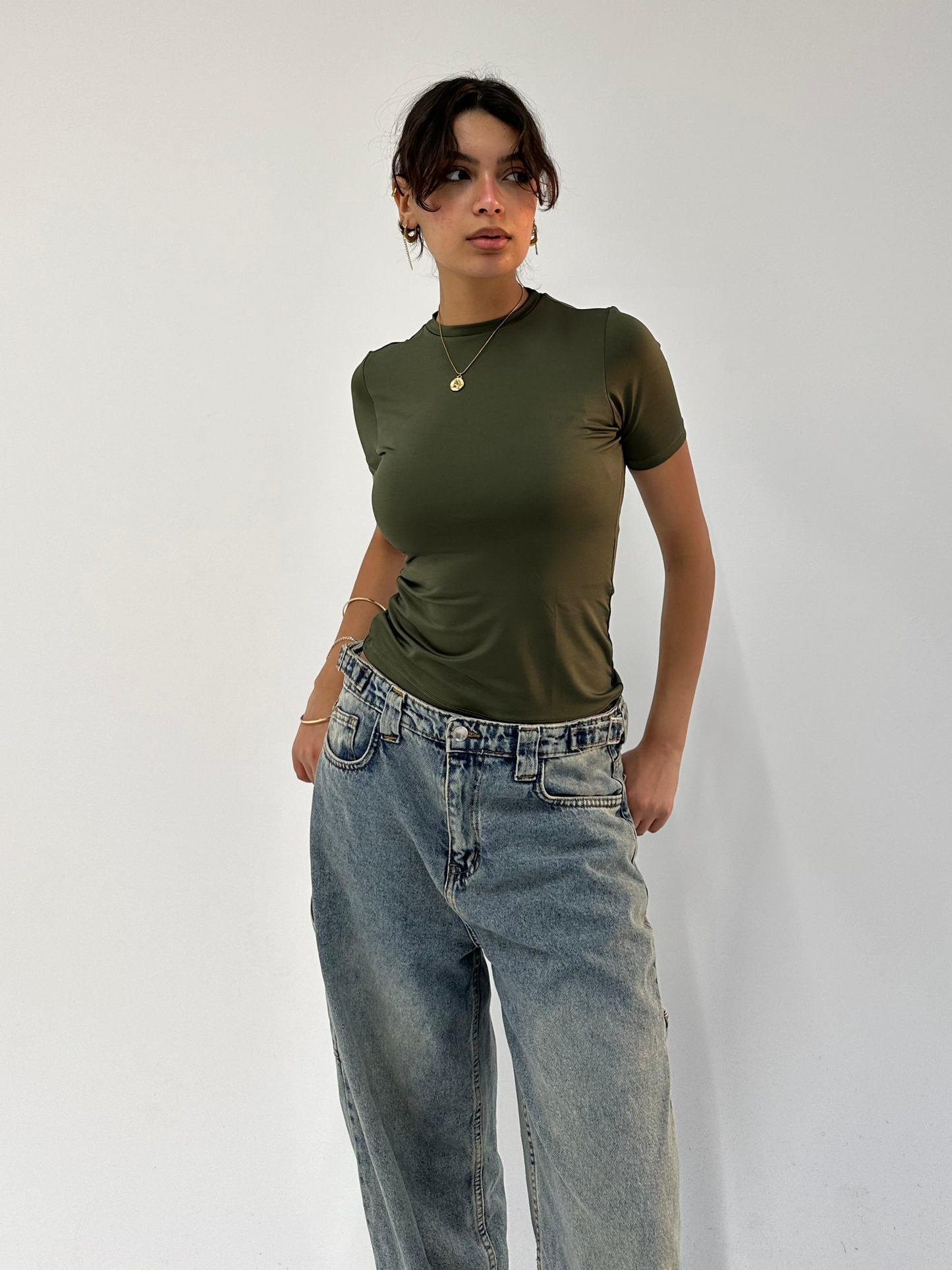 Olive Sleek Half Sleeve Top