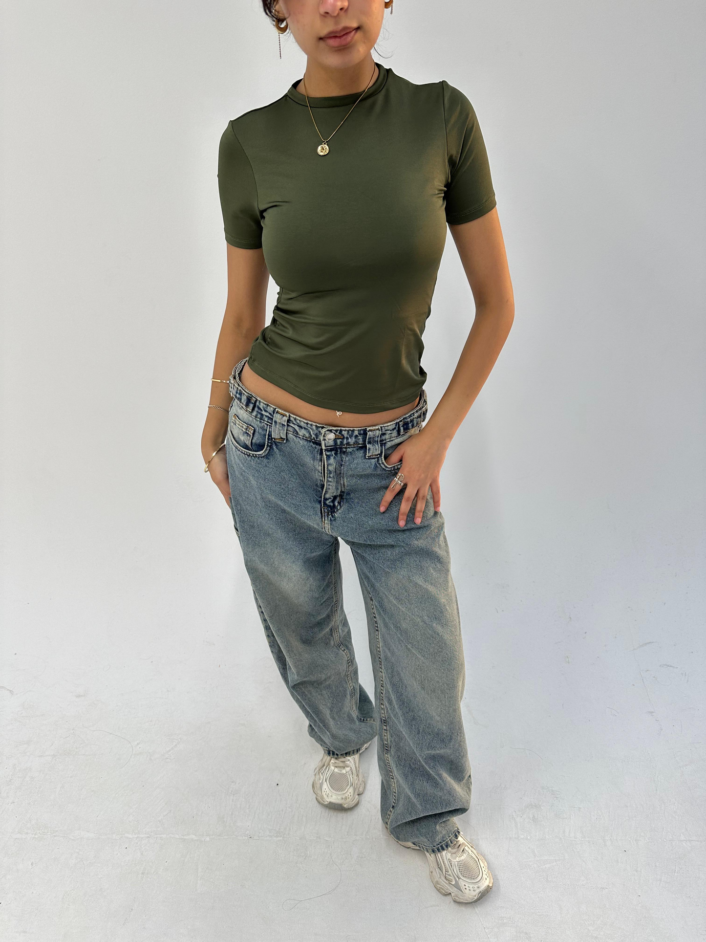 Olive Sleek Half Sleeve Top