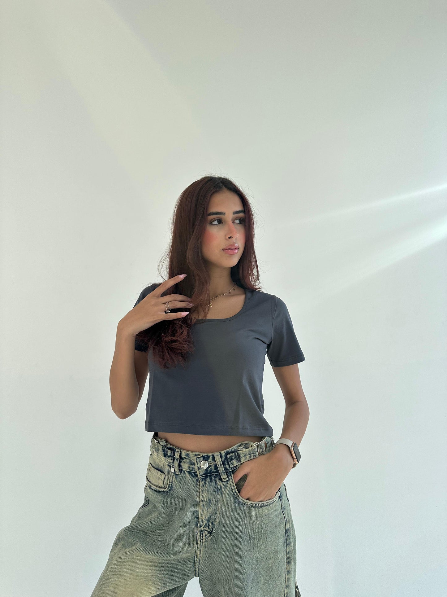 Grey Crop Top