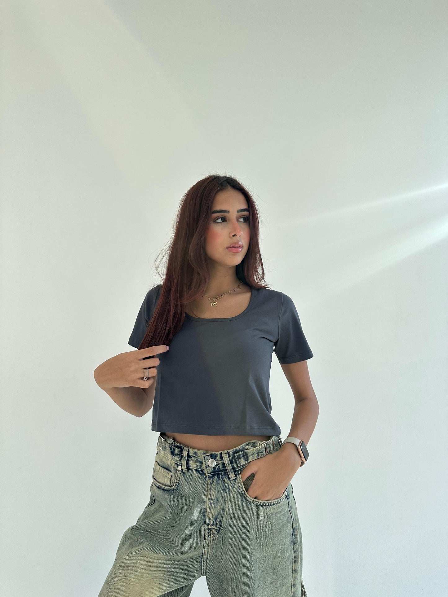 Grey Crop Top