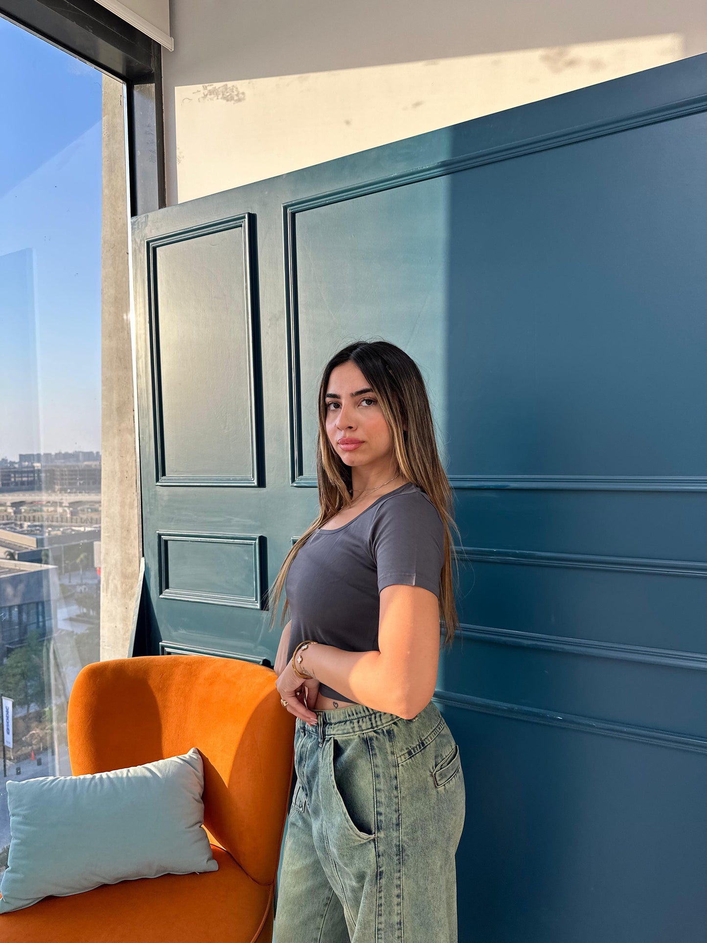 Grey Crop Top