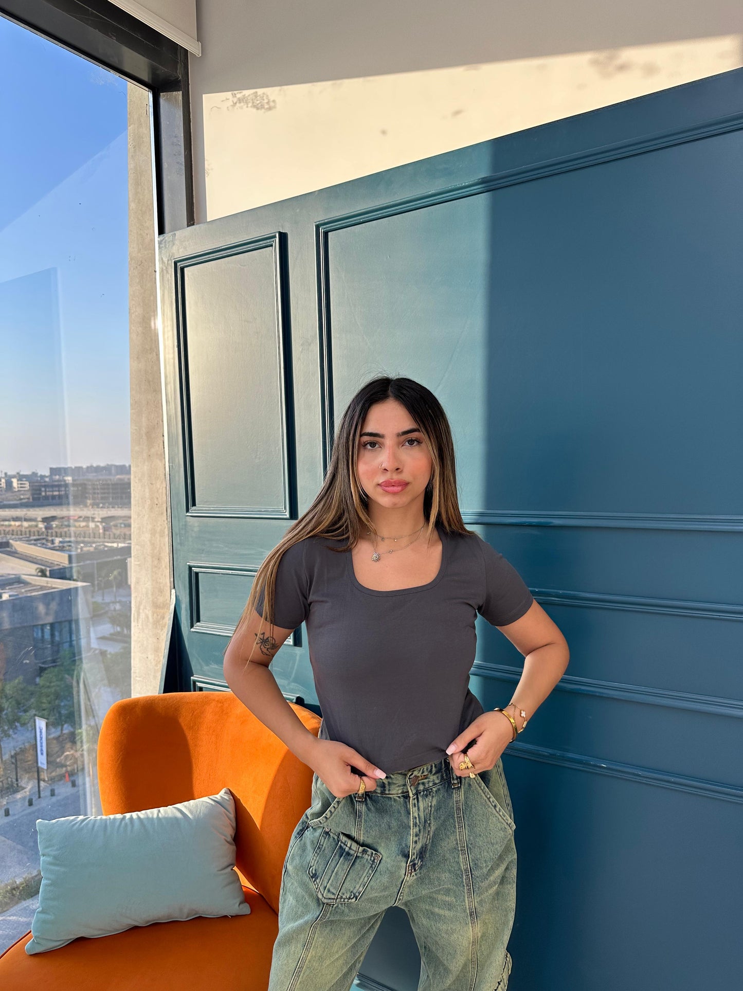 Grey Crop Top