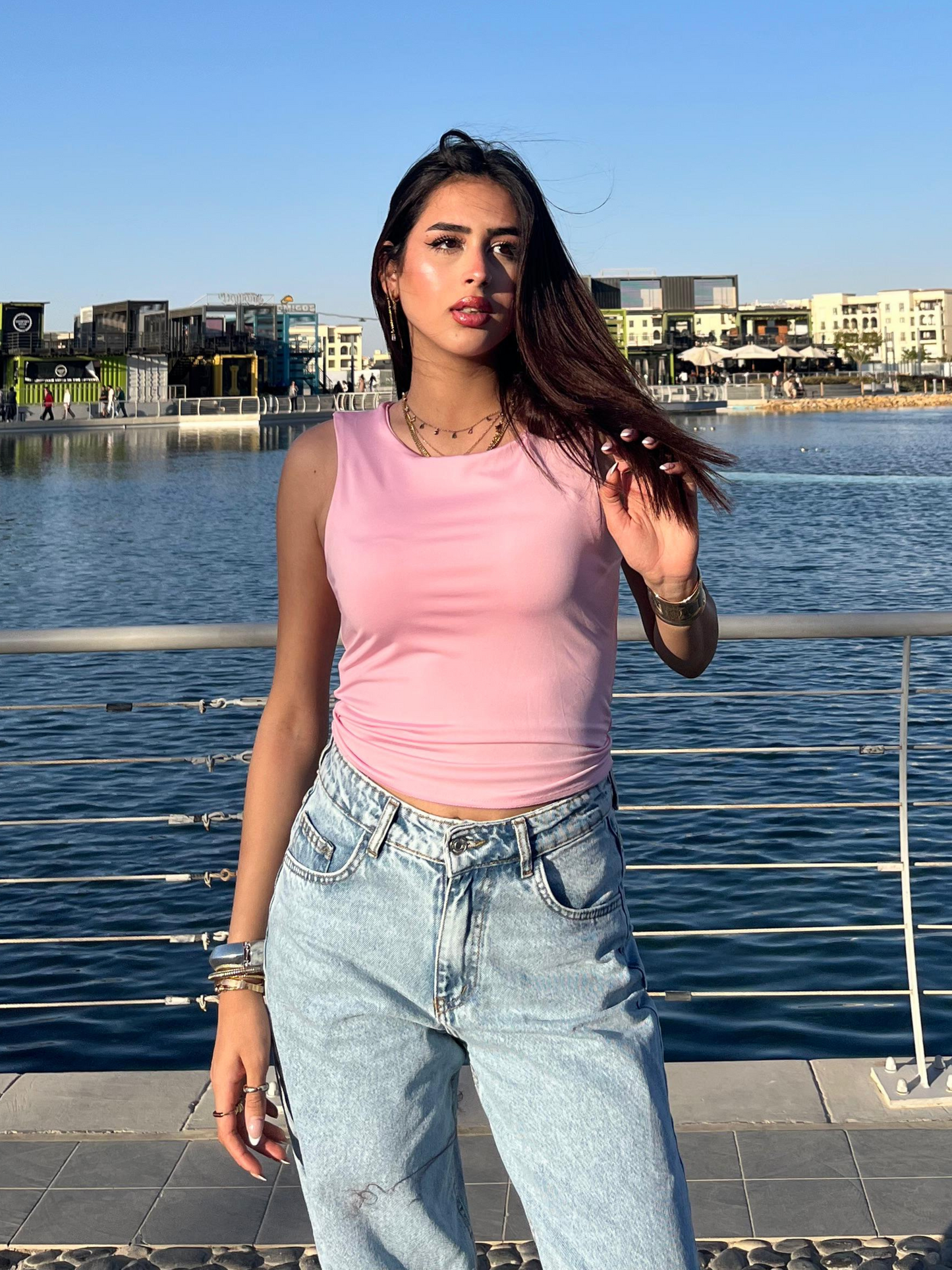 Pink Sleek Strap Tank Top