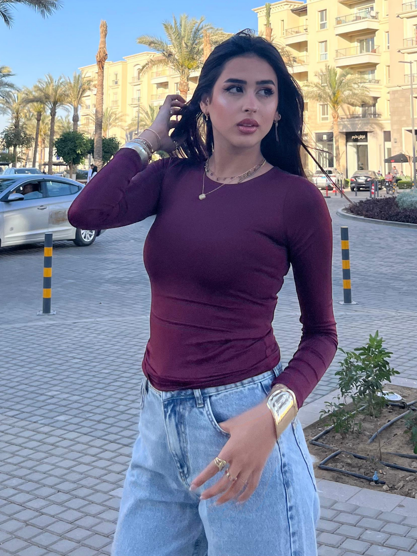 Scoop Neck Top - Wine Red
