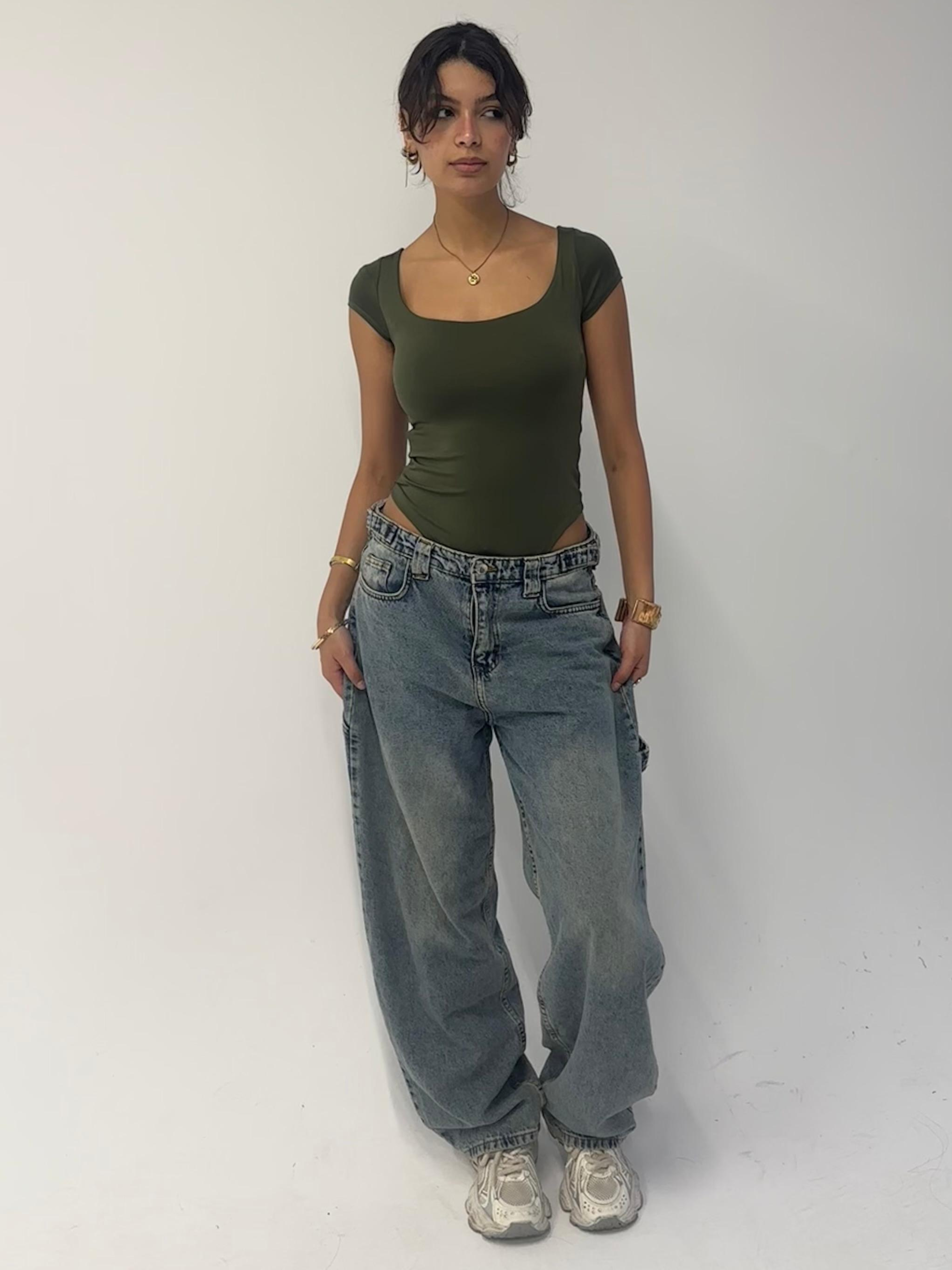 Olive Half Sleeve Body Suit