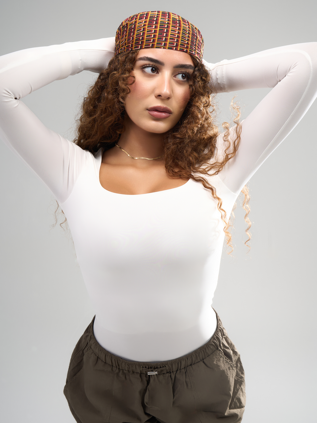 Square Neck Full Sleeve Bodysuit - White