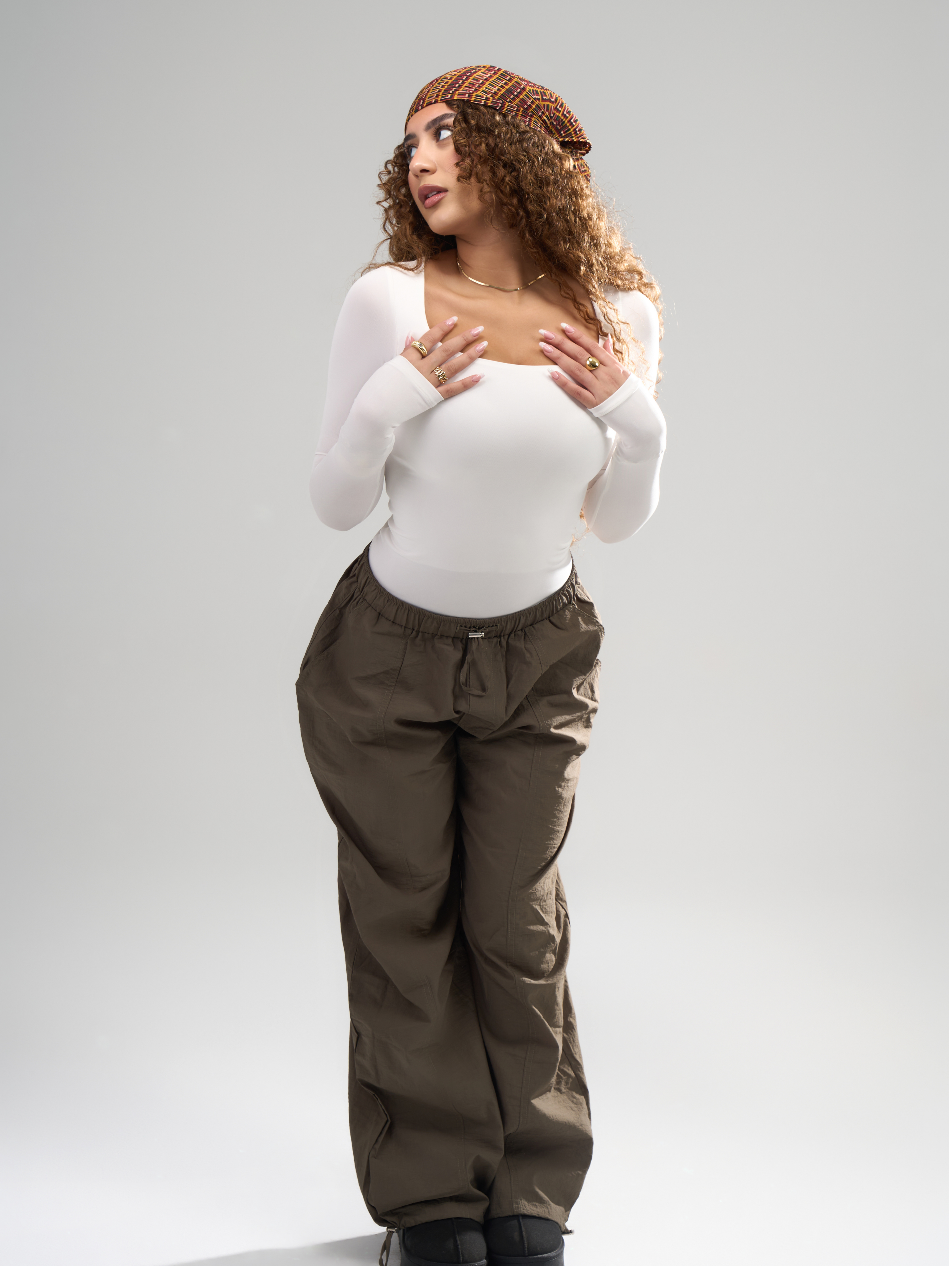 Square Neck Full Sleeve Bodysuit - White