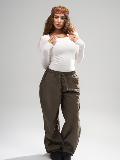 Square Neck Full Sleeve Bodysuit - White