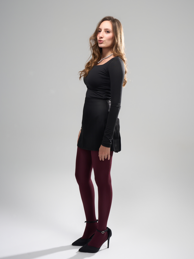 Square Neck Full Sleeve Bodysuit - Black