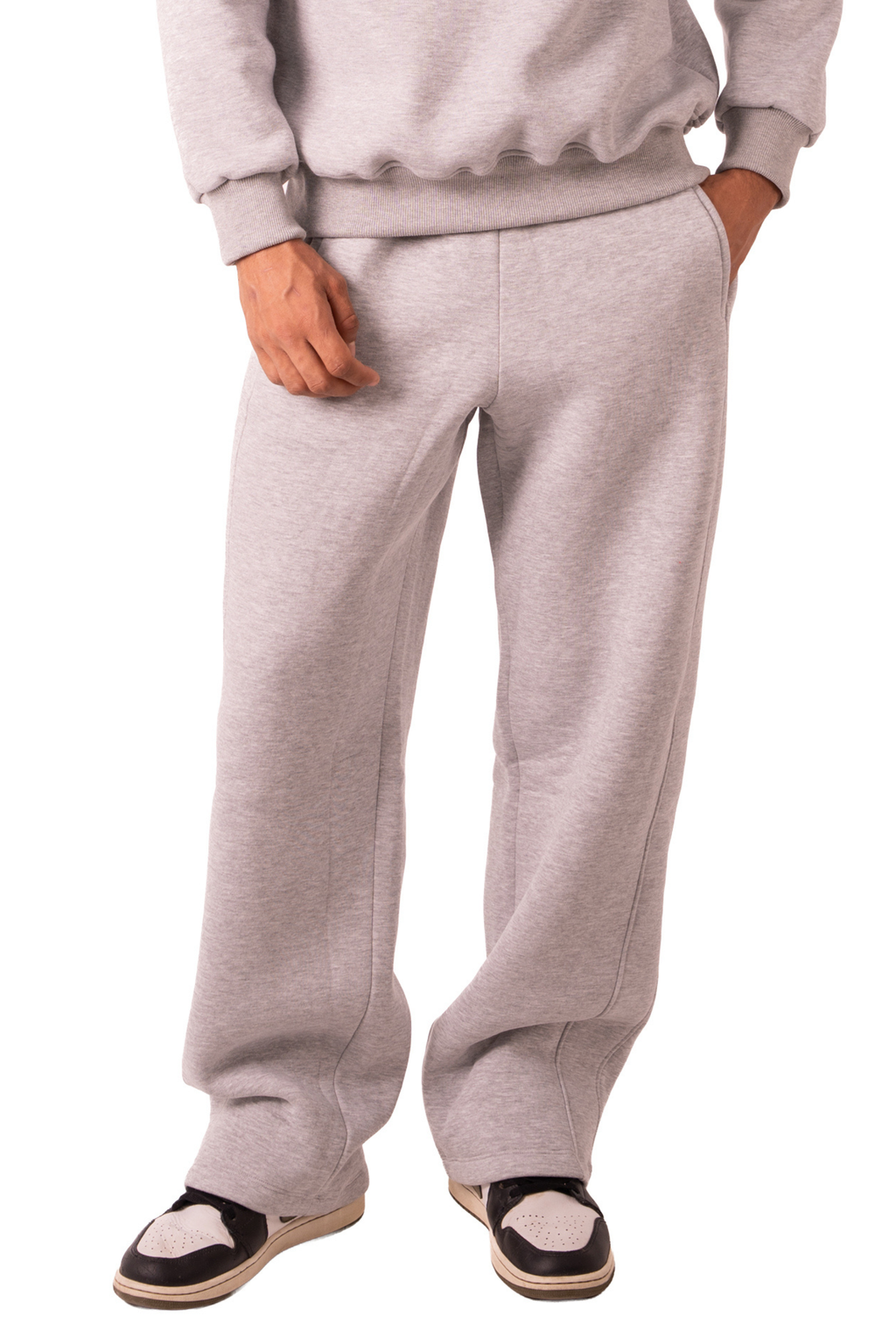 Straight Leg Sweat Pants - Light Grey