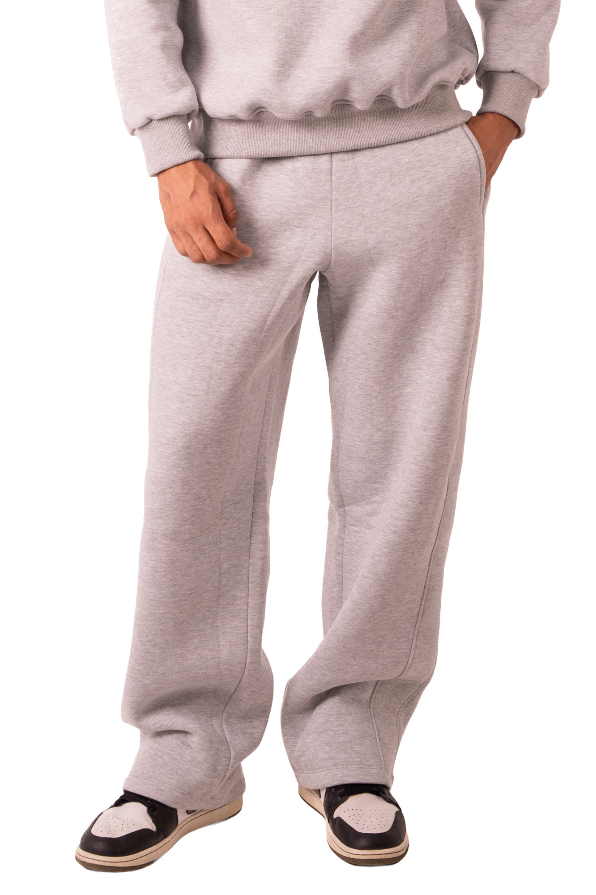Straight Leg Sweat Pants - Light Grey