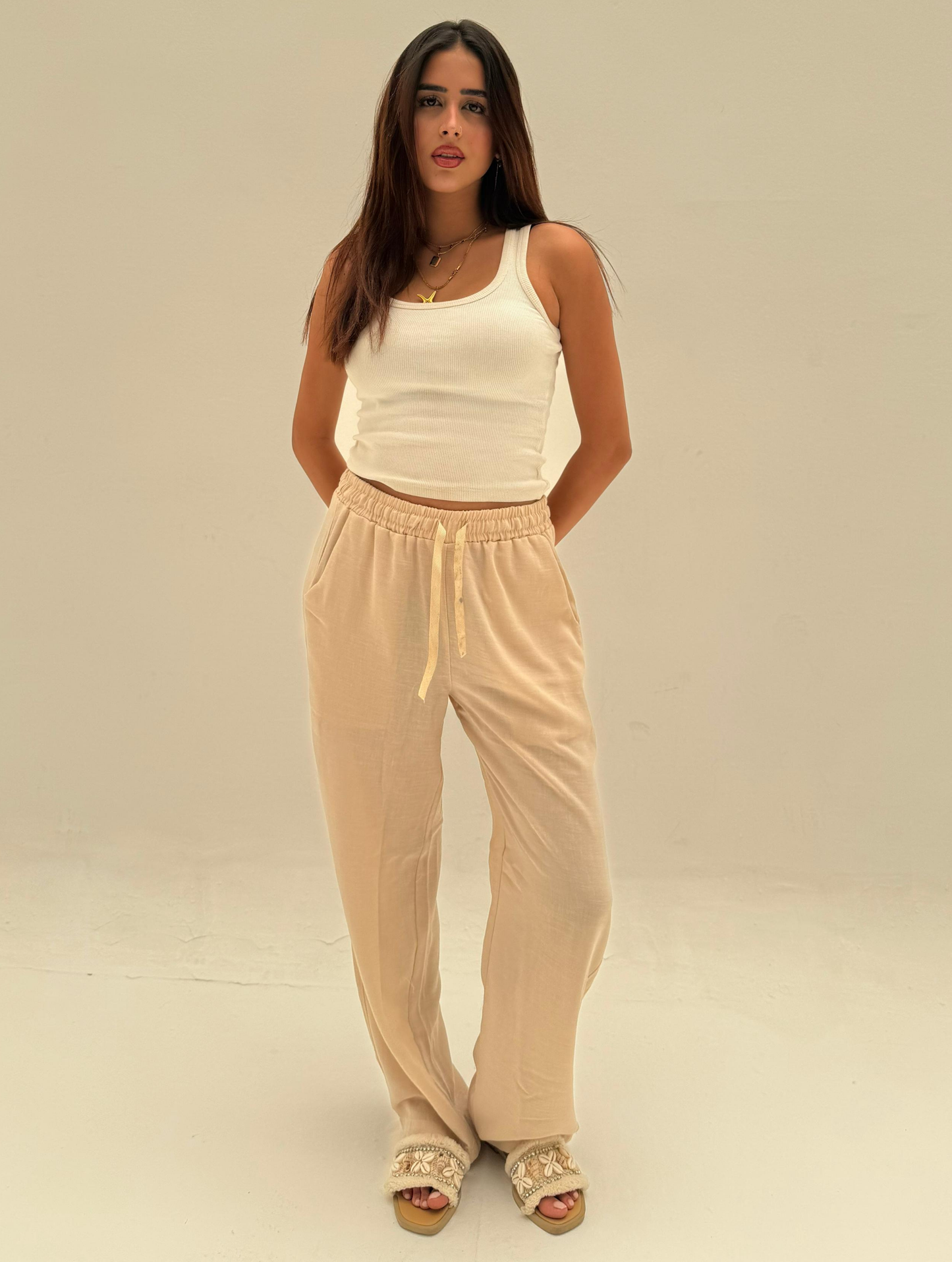 Beige Coastal Pants