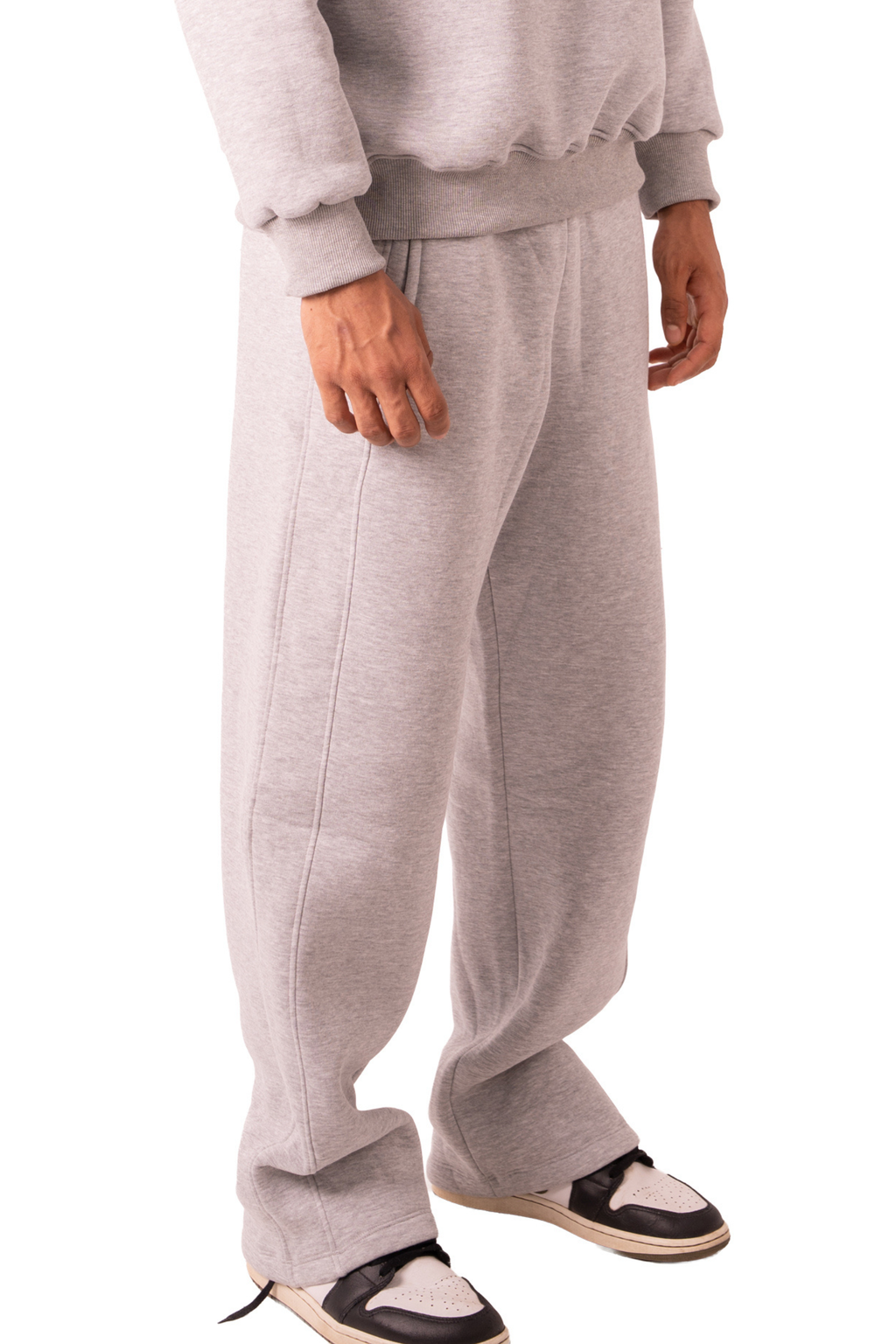 Straight Leg Sweat Pants - Light Grey