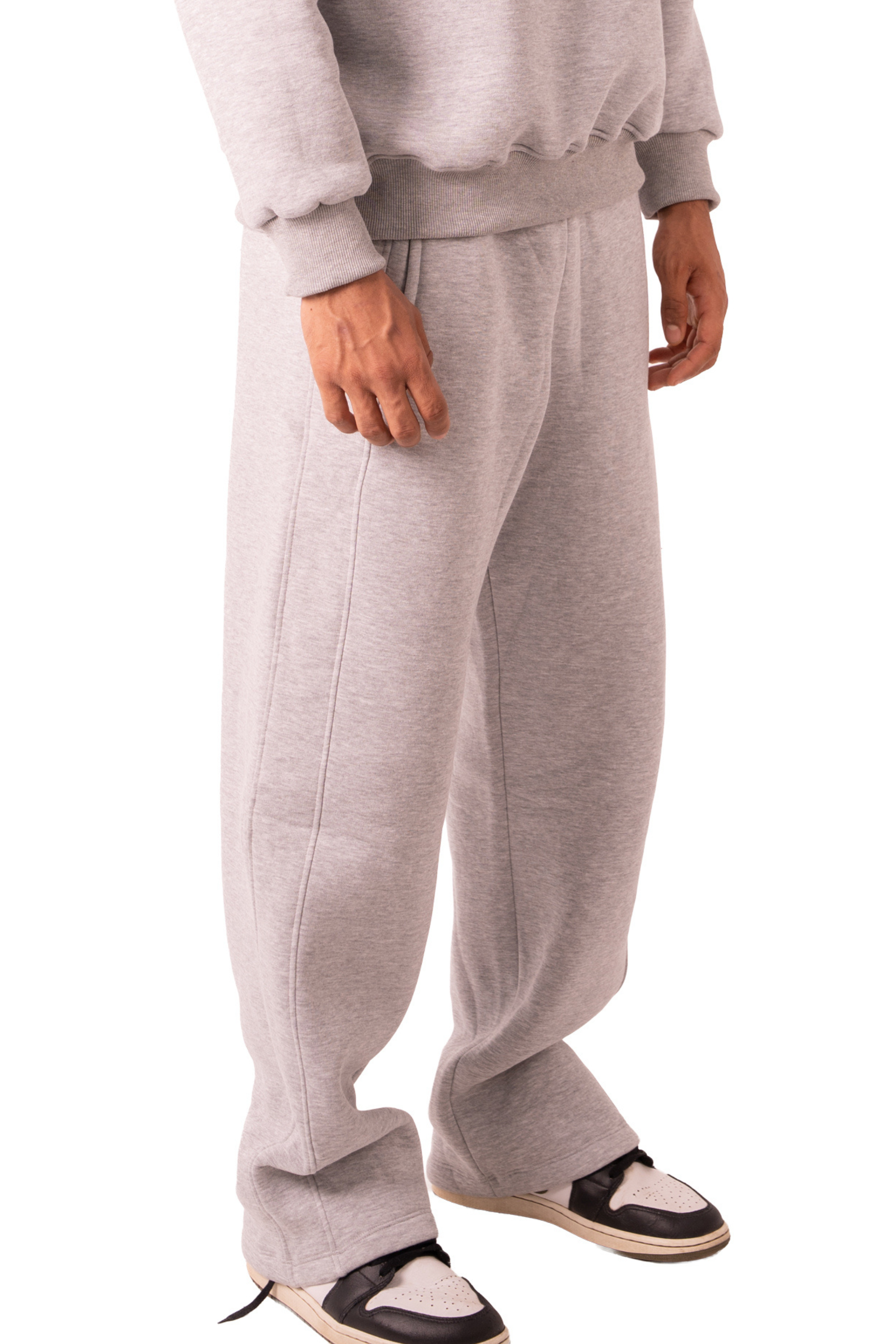 Straight Leg Sweat Pants - Light Grey