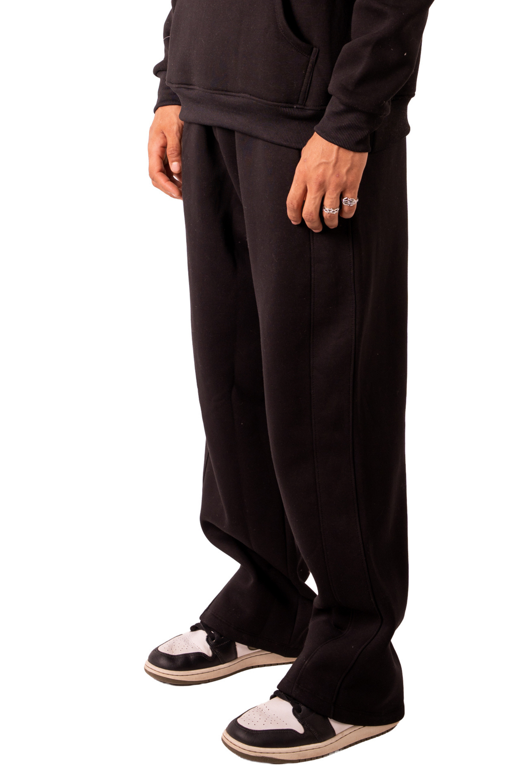 Straight Leg Sweat Pants - Black