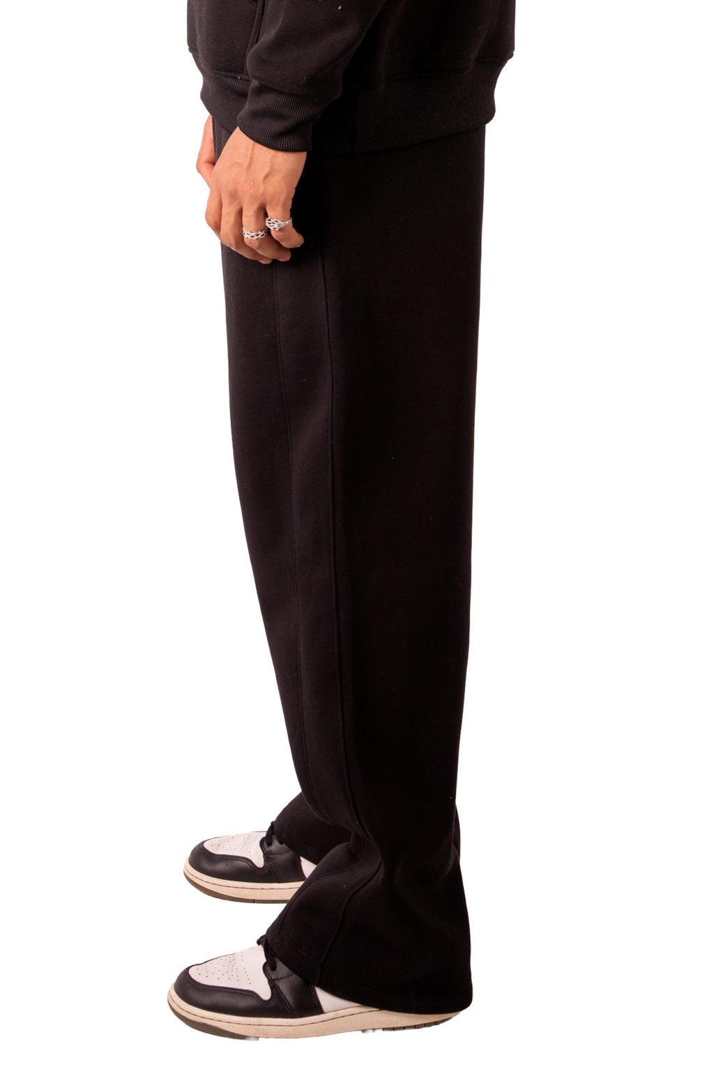 Straight Leg Sweat Pants - Black