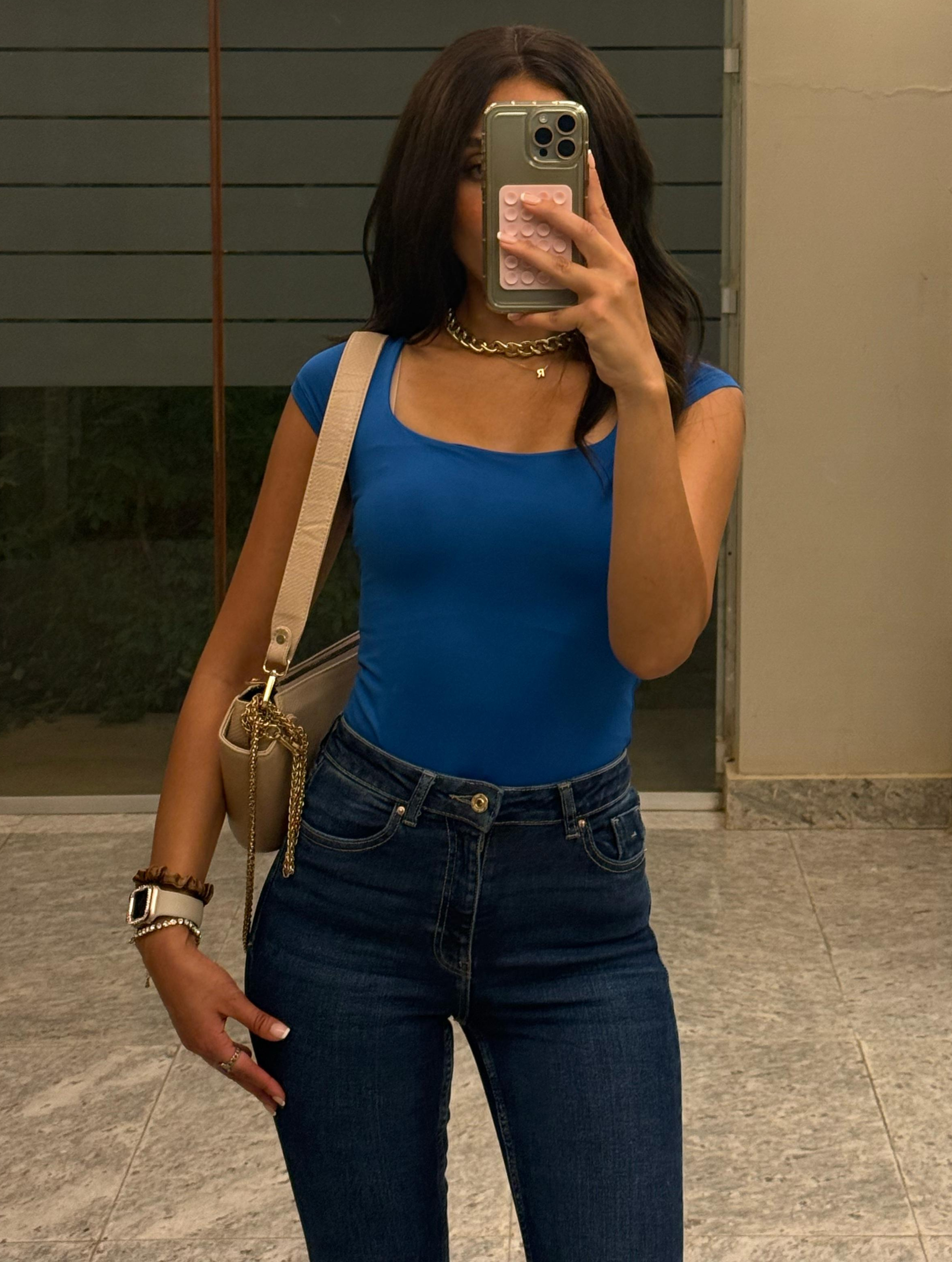 Royal Blue Half Sleeve Body Suit