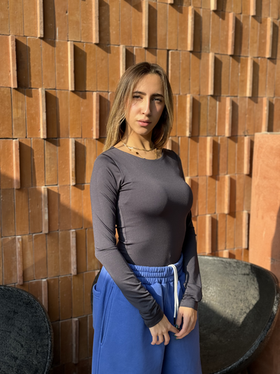 Scoop Neck Top - Dark Grey