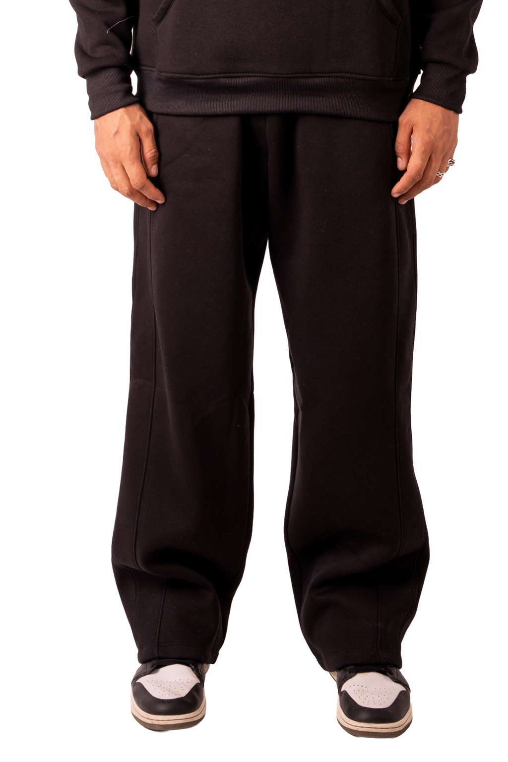 Straight Leg Sweat Pants - Black