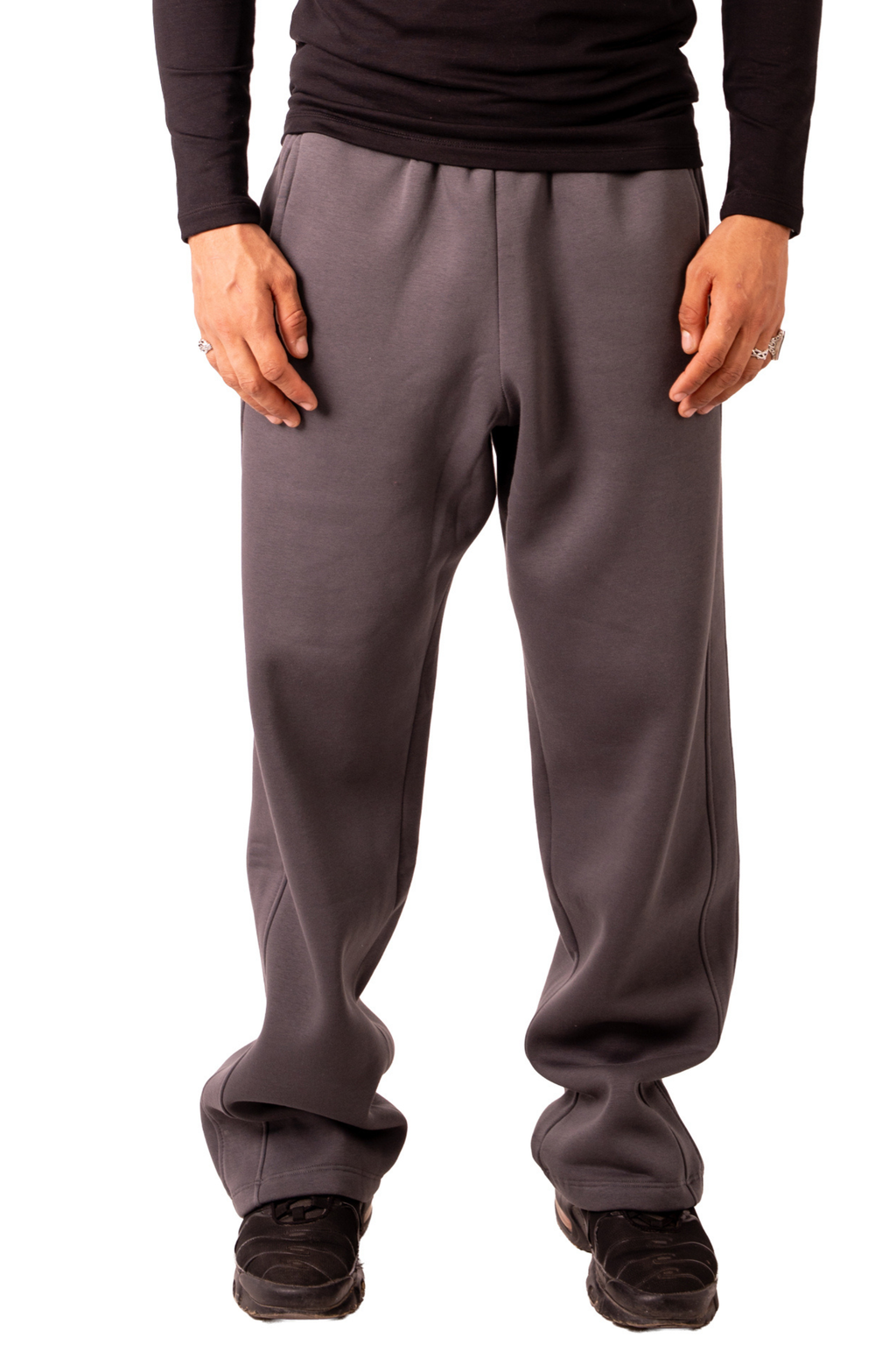 Straight Leg Sweat Pants - Dark Grey