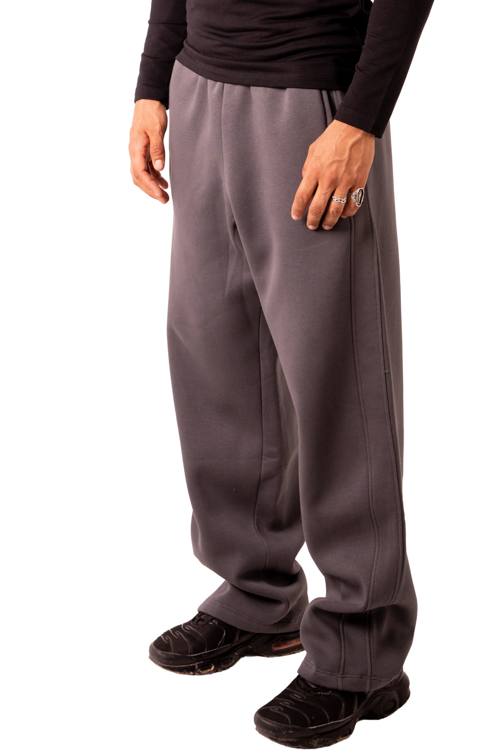 Straight Leg Sweat Pants - Dark Grey