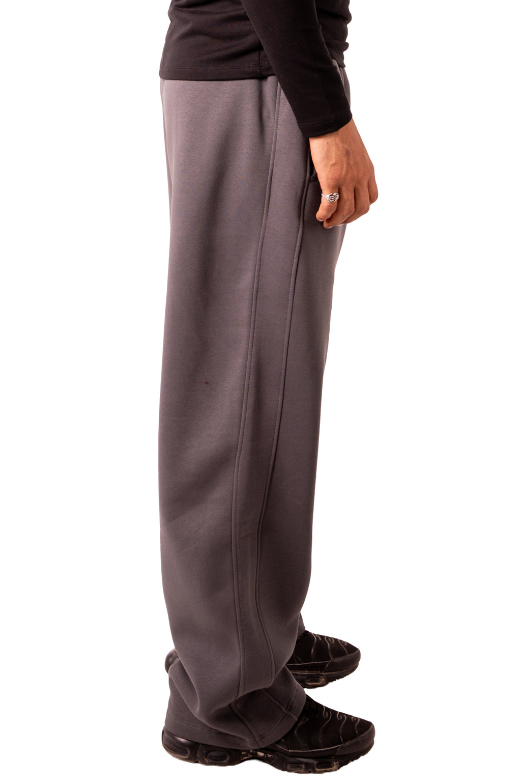 Straight Leg Sweat Pants - Dark Grey