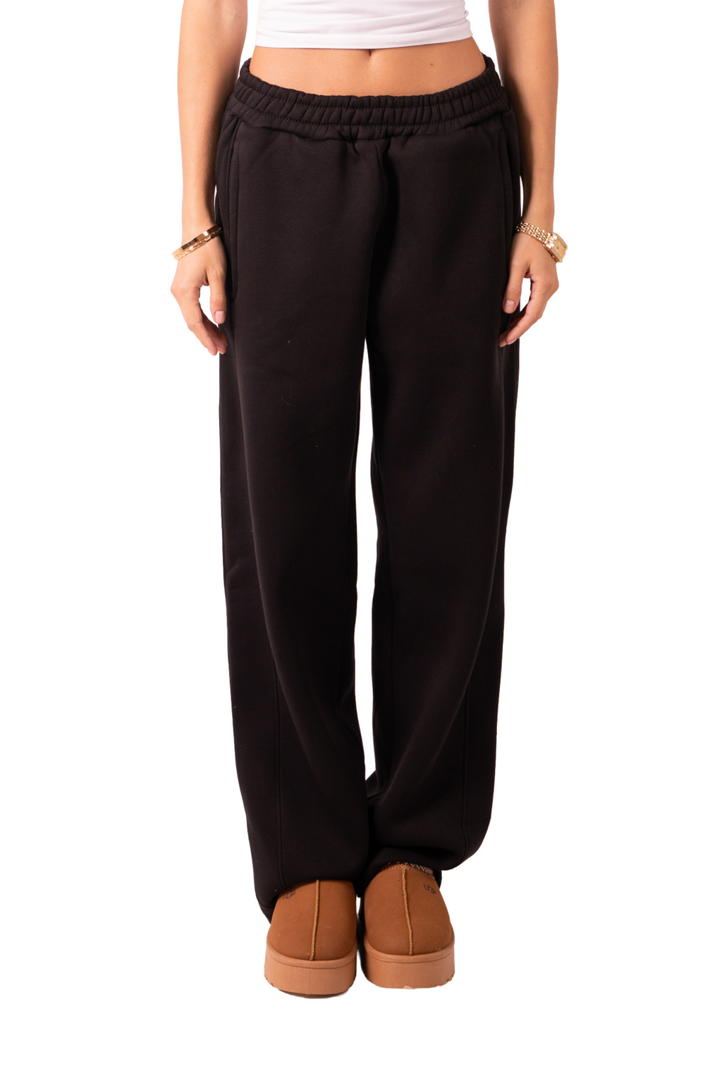 Straight Leg Sweat Pants - Black