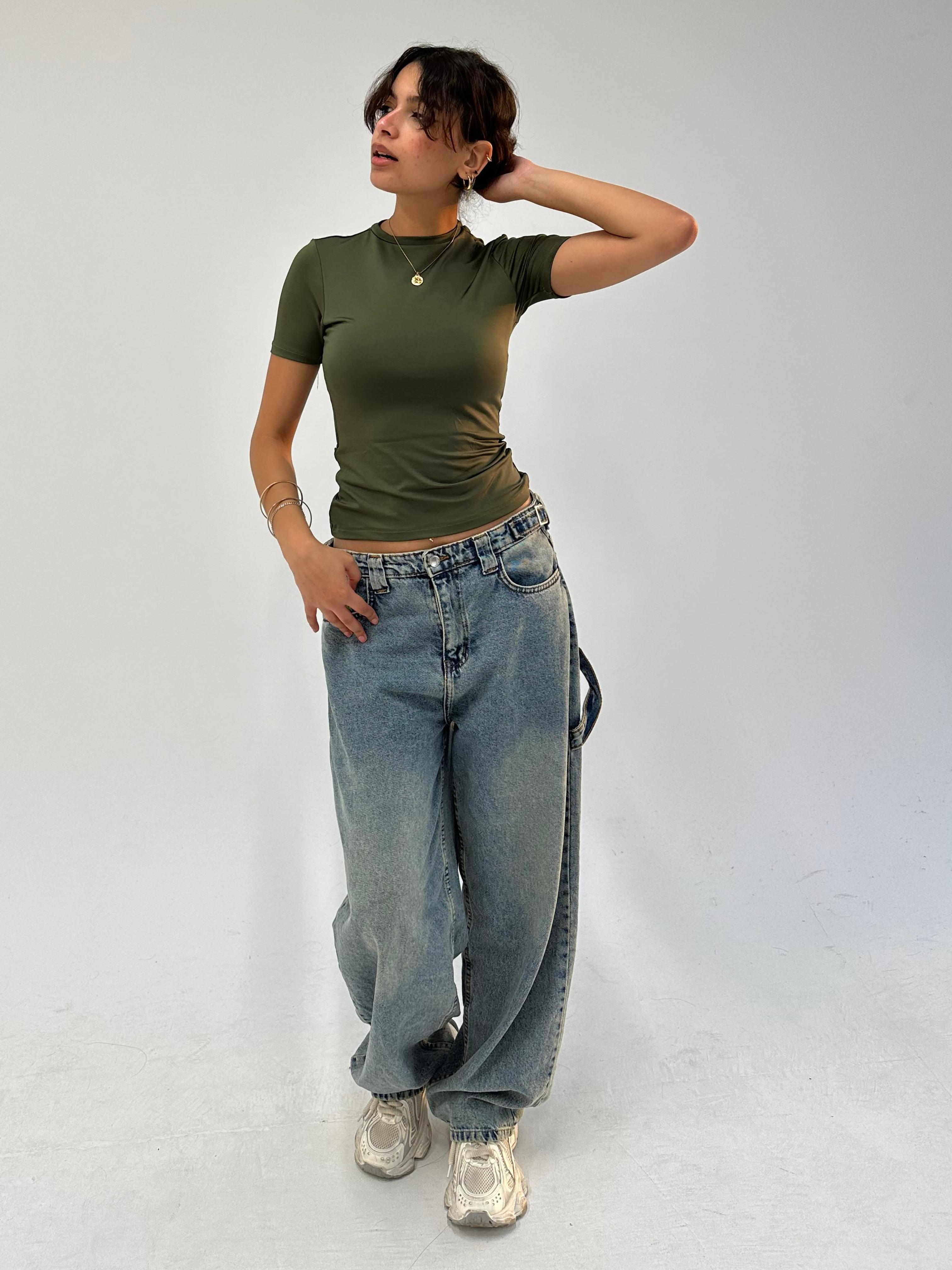 Olive Sleek Half Sleeve Top