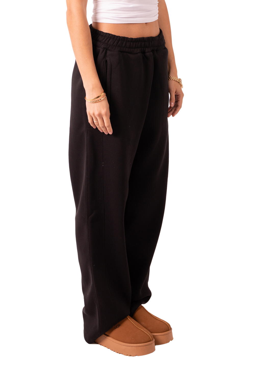 Straight Leg Sweat Pants - Black
