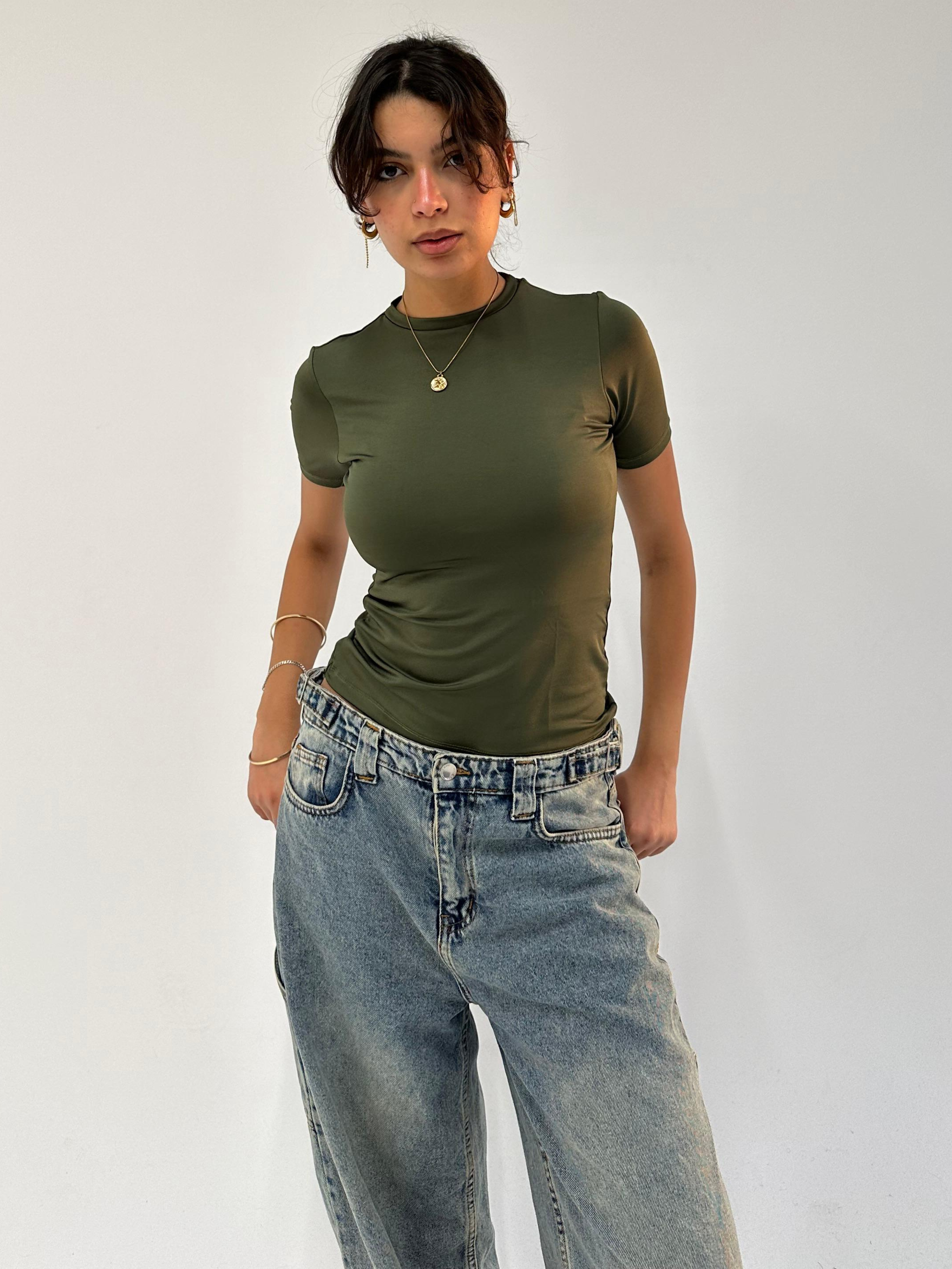 Olive Sleek Half Sleeve Top