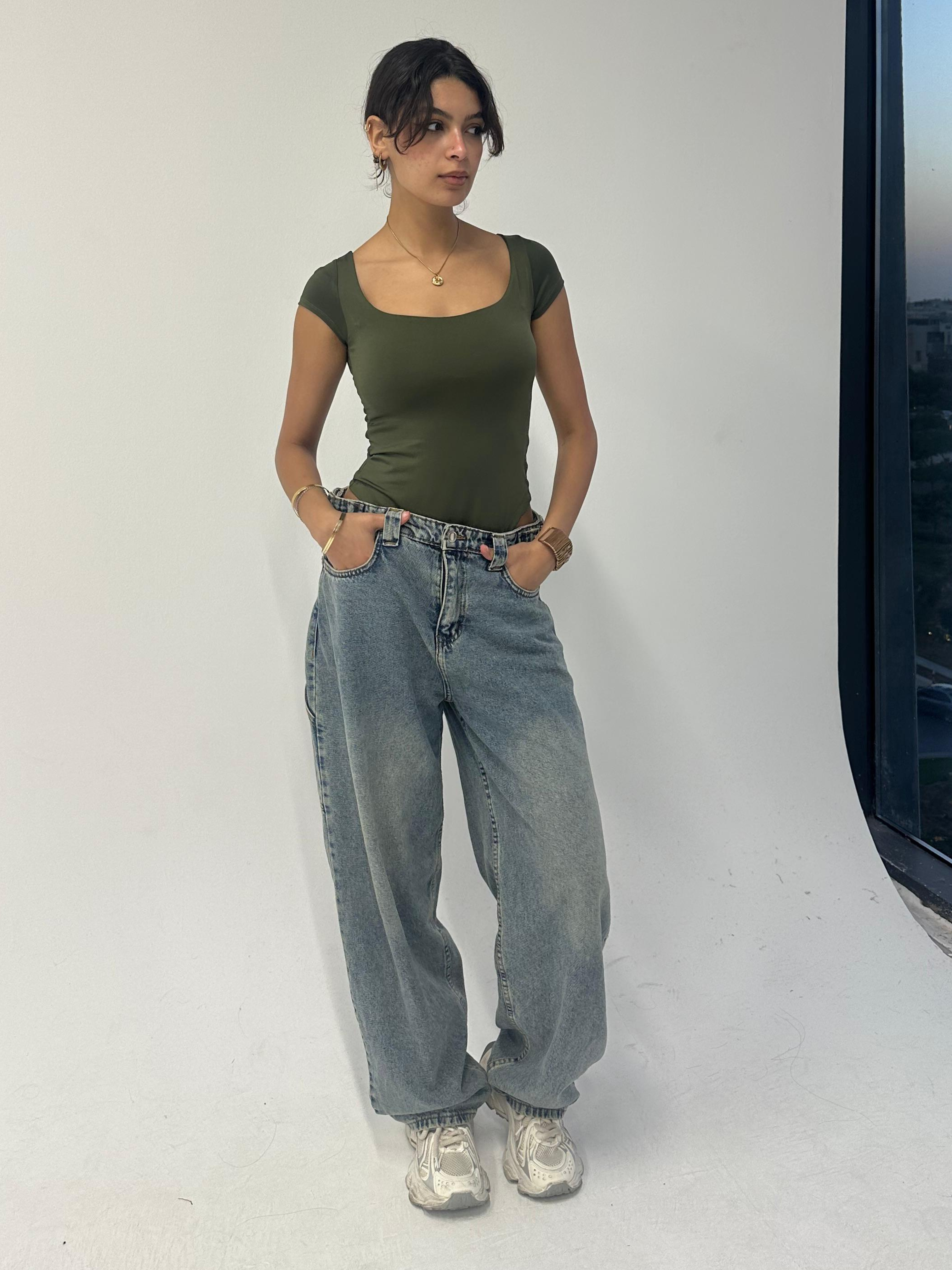 Olive Half Sleeve Body Suit