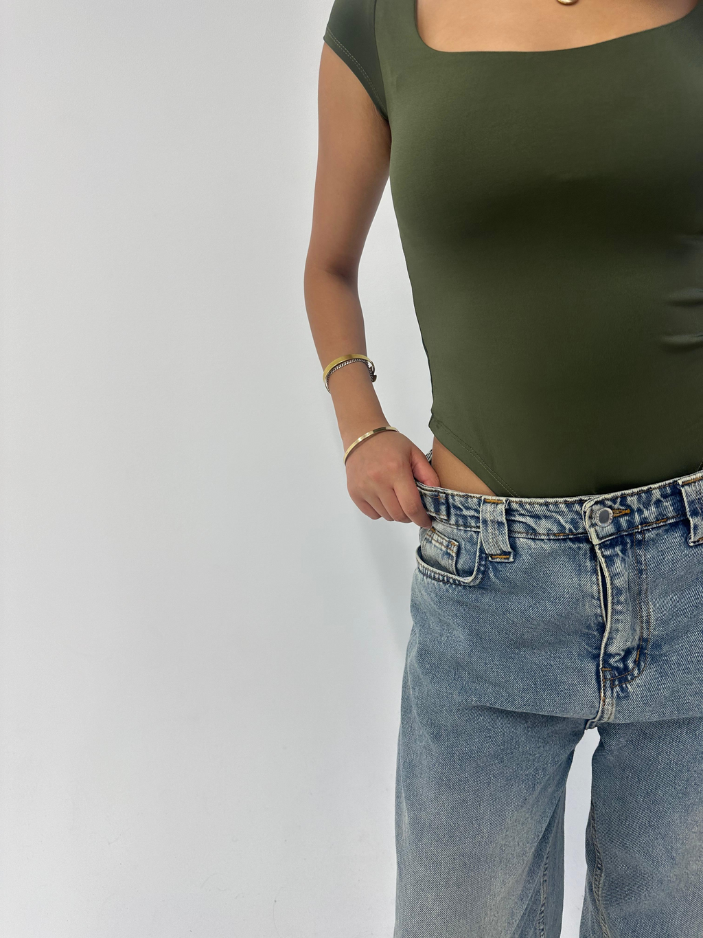 Olive Half Sleeve Body Suit