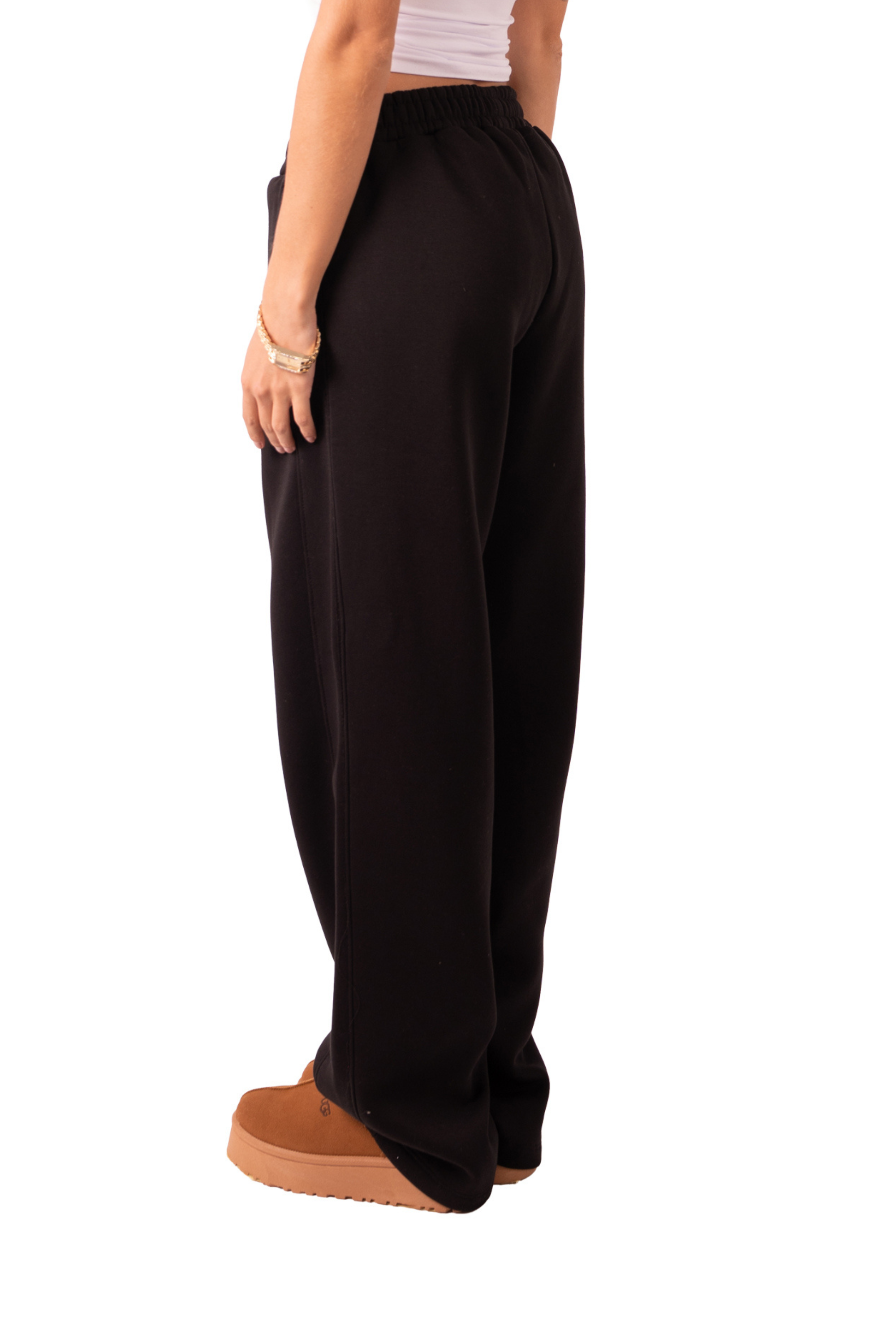 Straight Leg Sweat Pants - Black