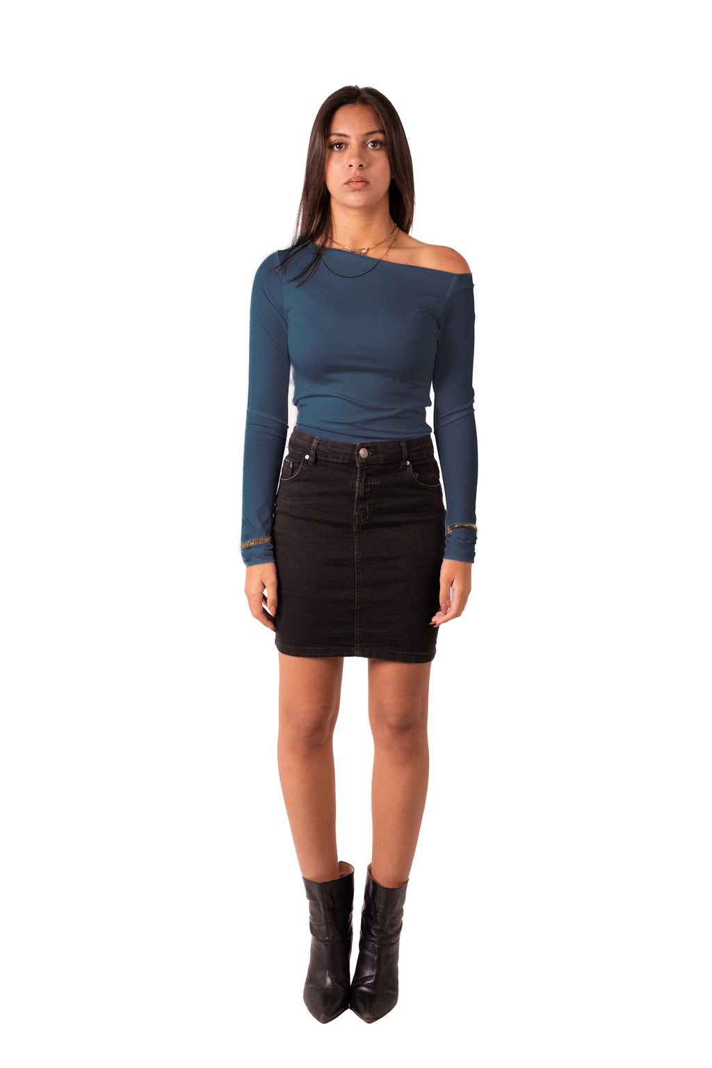 Assymetrical Off Shoulder Top - Emerald Green