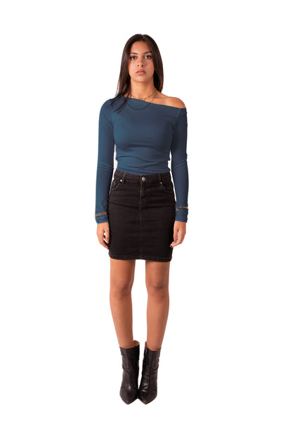 Assymetrical Off Shoulder Top - Emerald Green