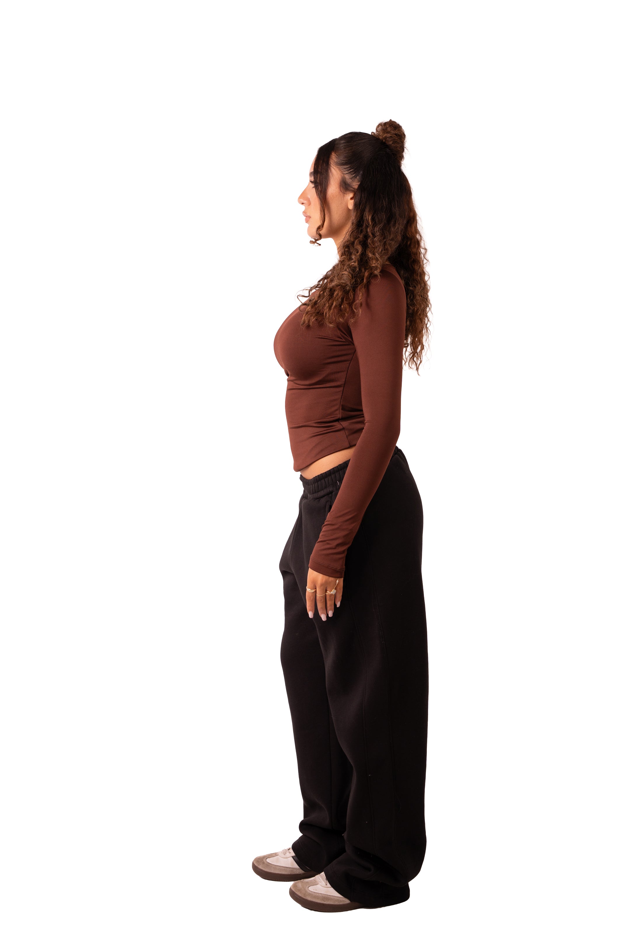 Assymetrical Off Shoulder Top - Brown