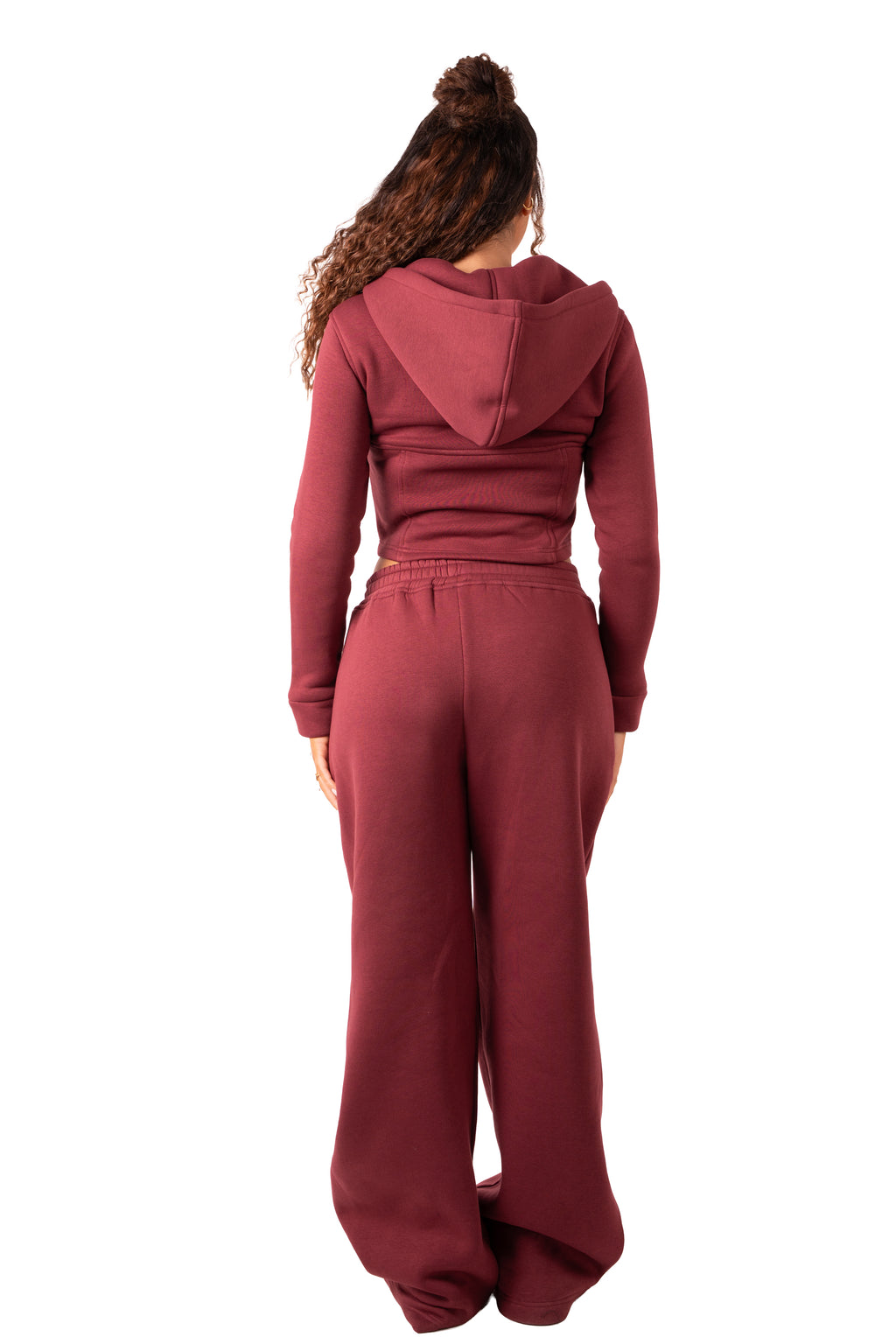 Corsage Zip Up Hoodie - Burgundy