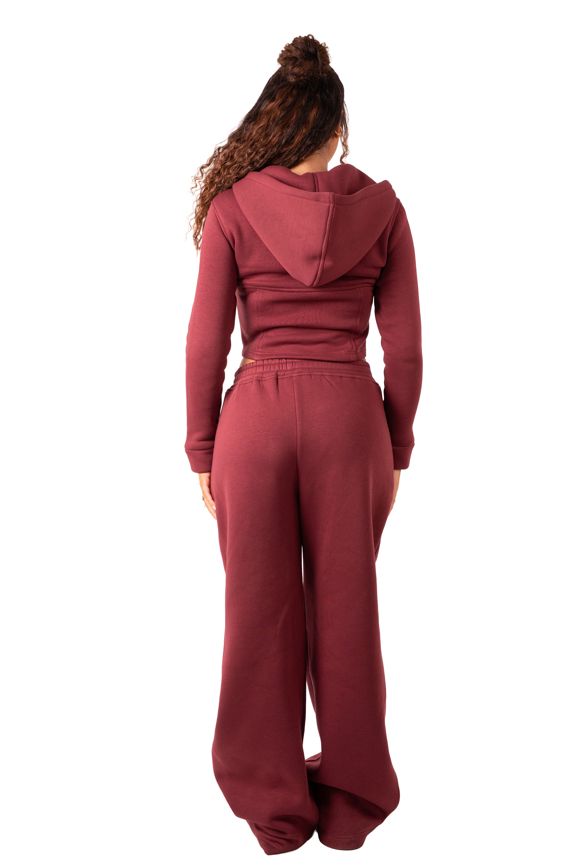 Corsage Zip Up Hoodie - Burgundy