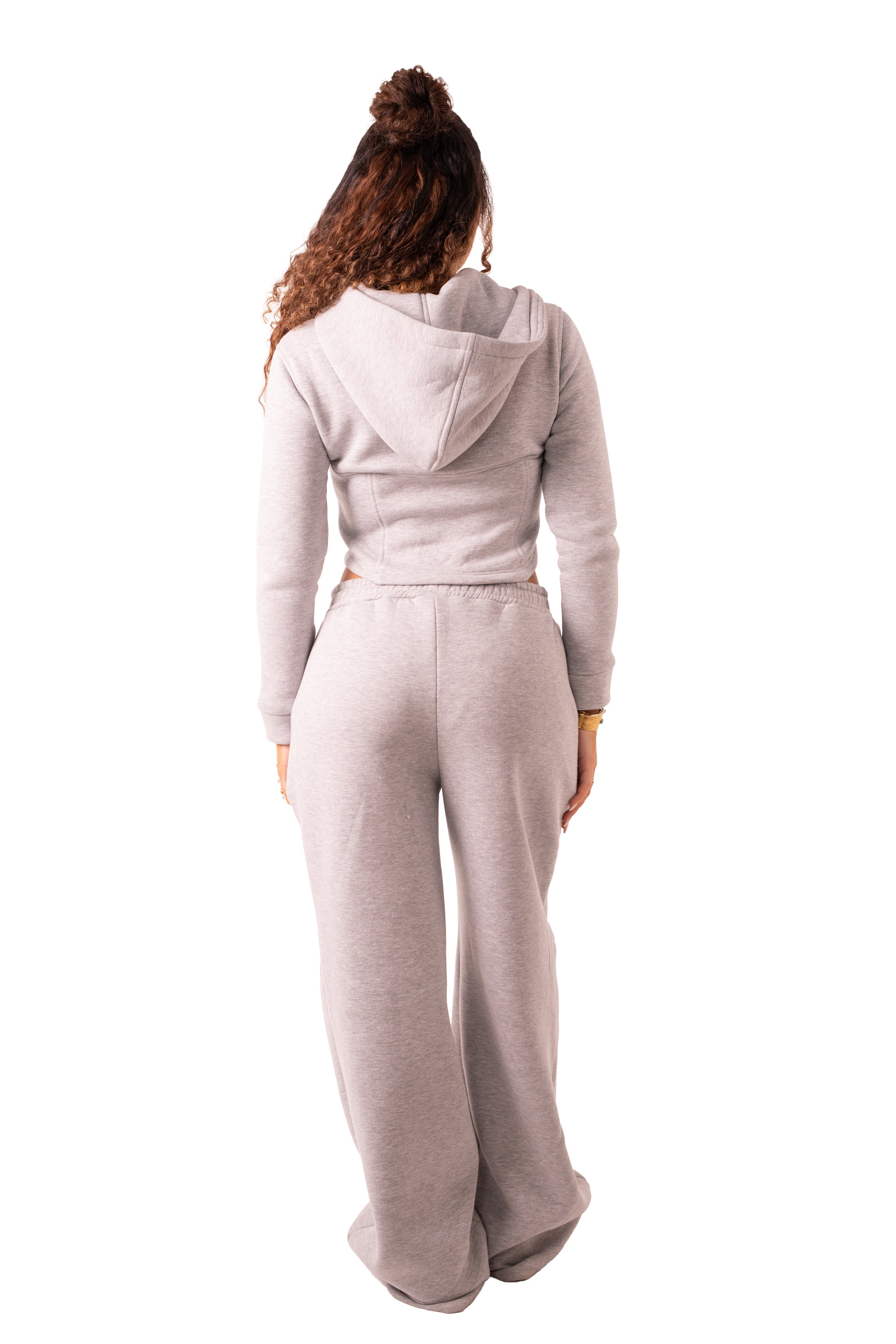 Corsage Zip Up Hoodie - Light Grey