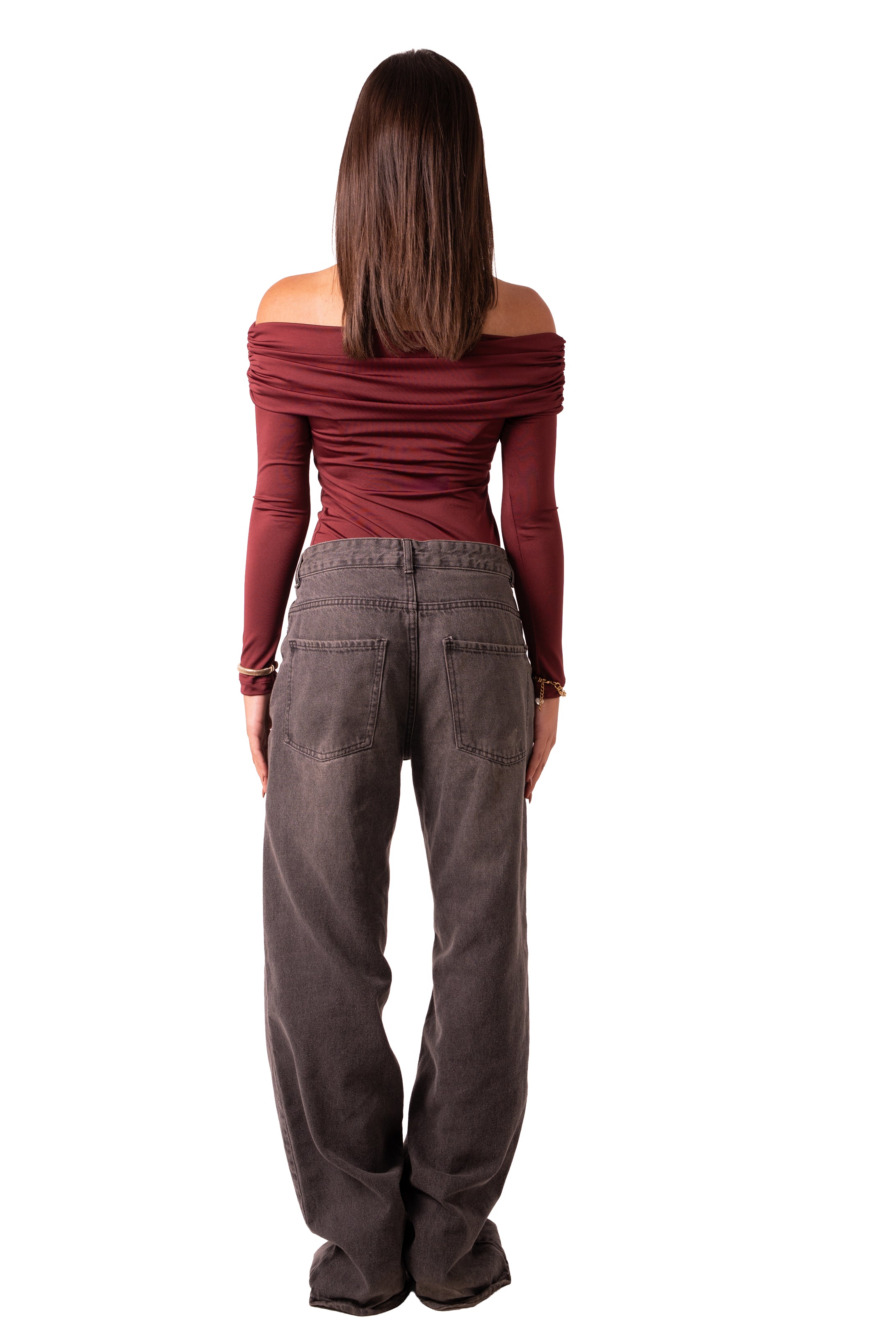 Off Shoulder Top - Wine Red