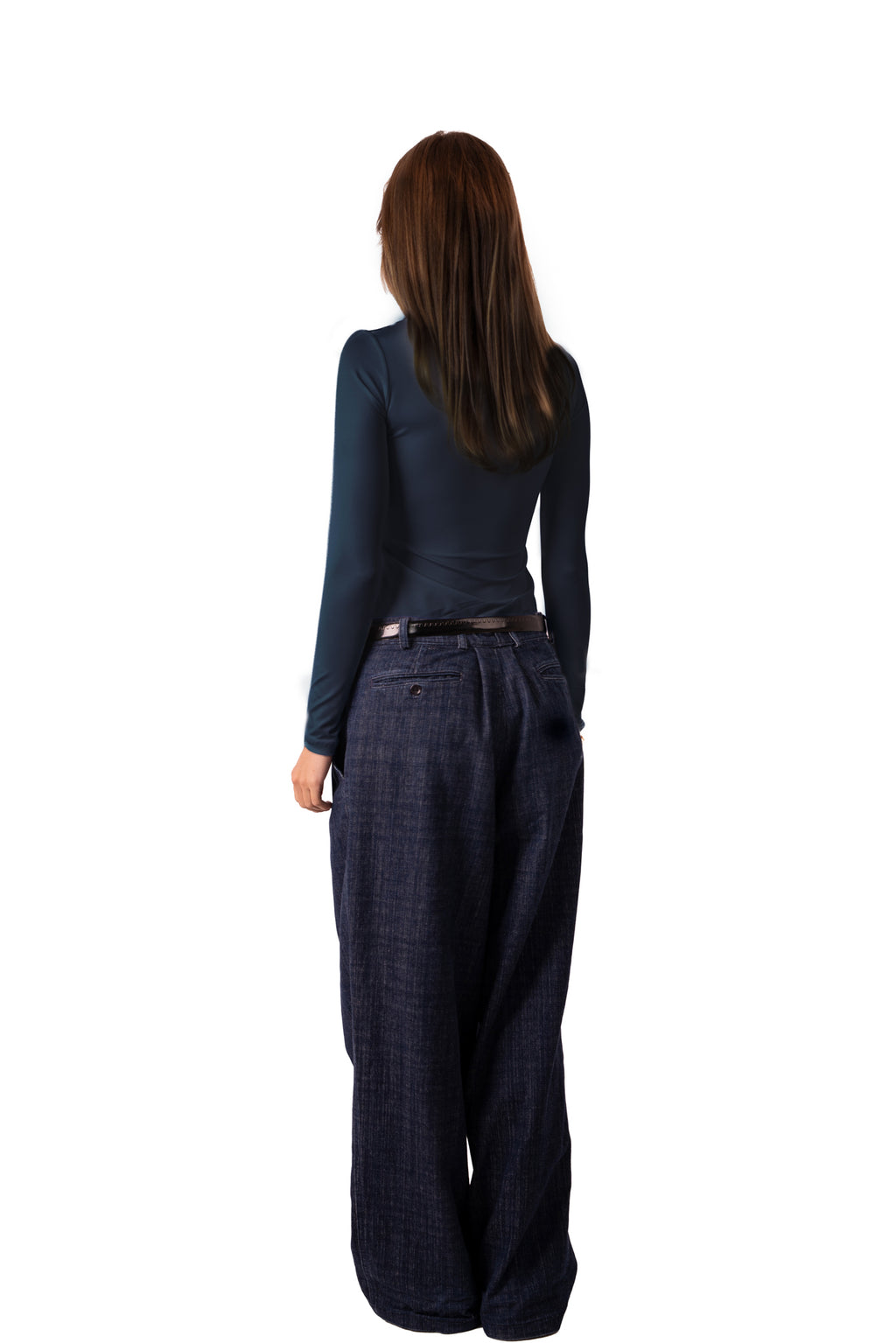 بلوزة بفتحة رقبة دائرية - بيضاء