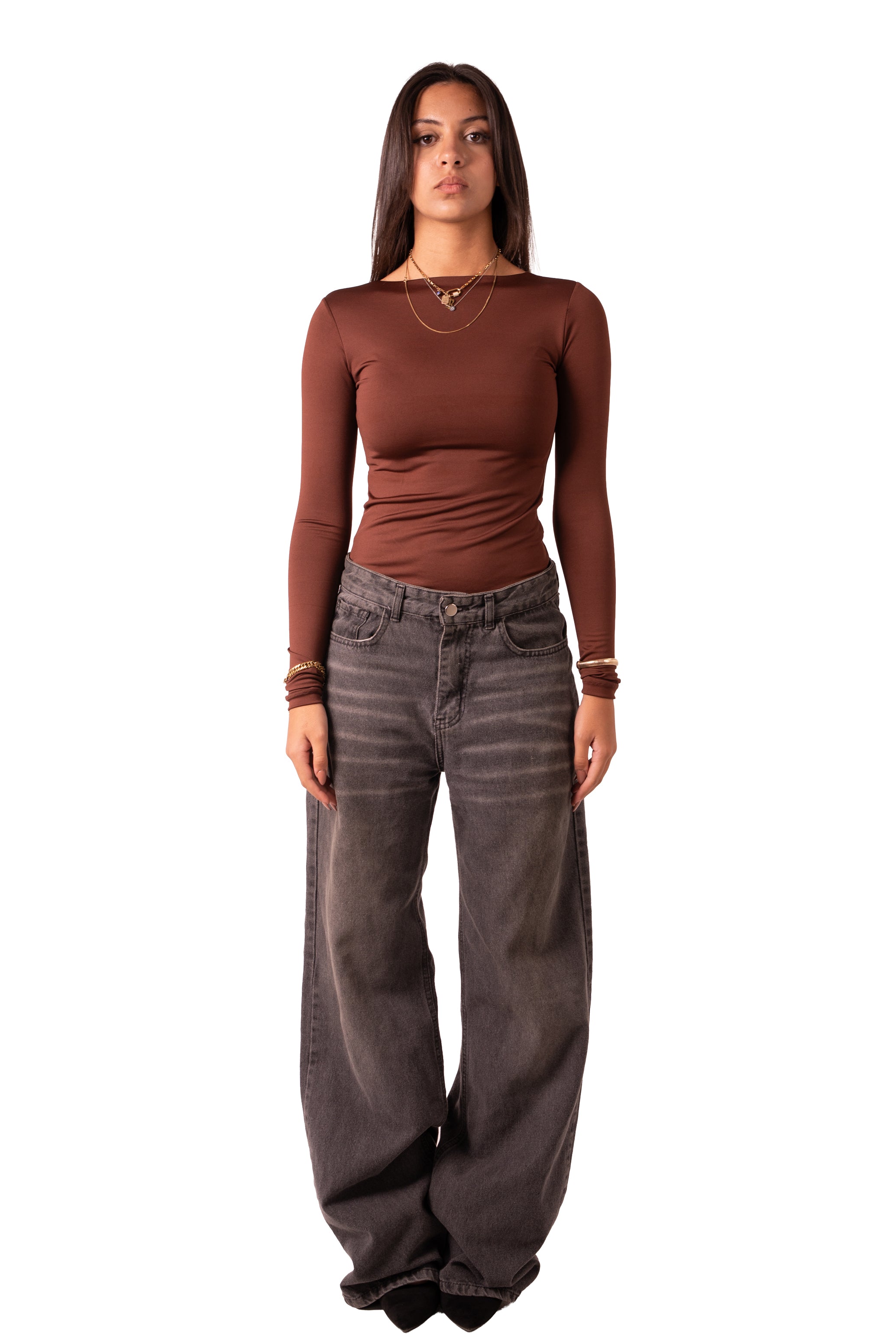 Scoop Neck Top - Brown