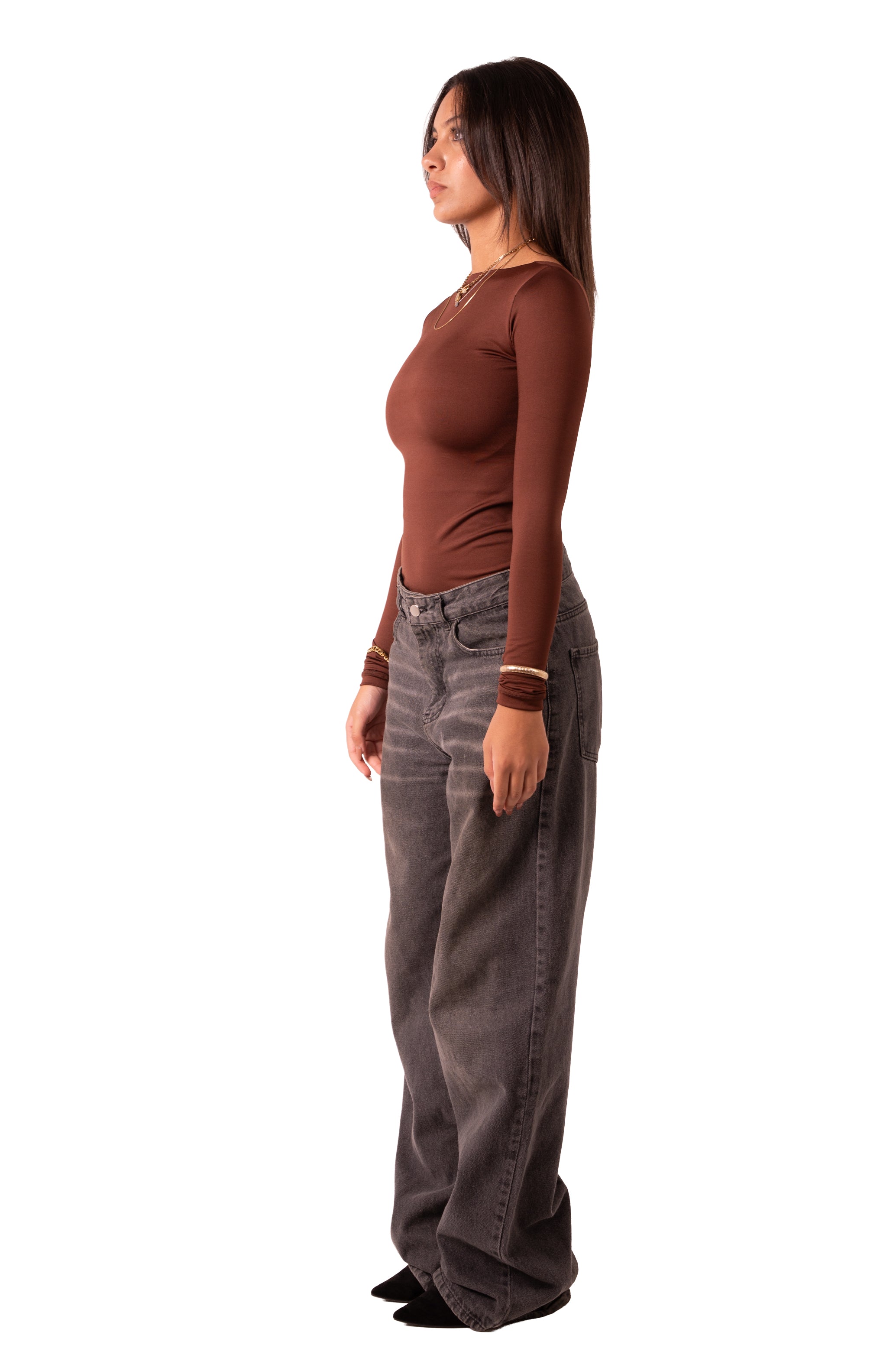 Scoop Neck Top - Brown
