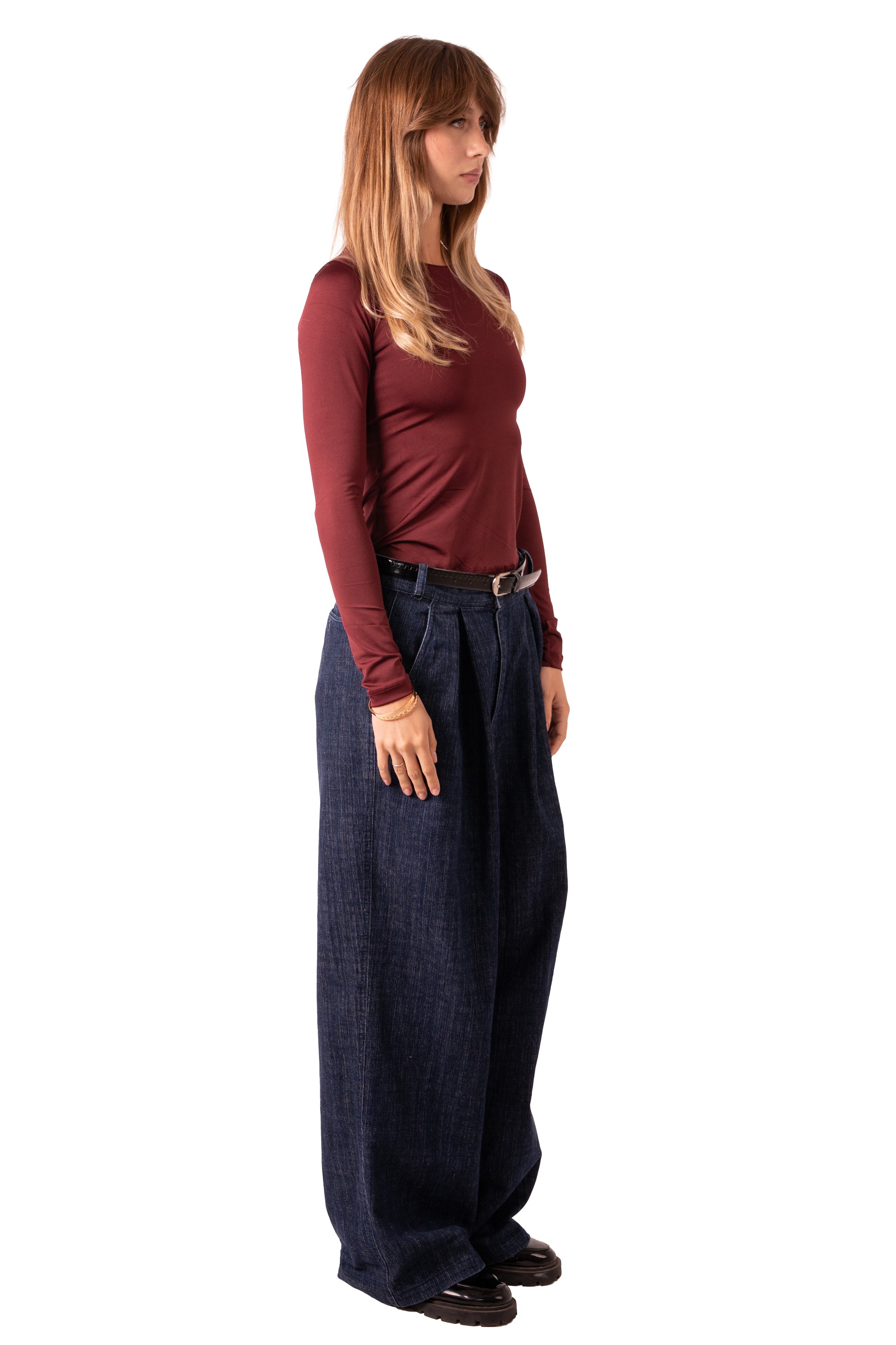 Scoop Neck Top - Wine Red