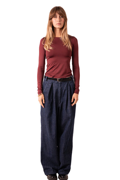 Scoop Neck Top - Wine Red